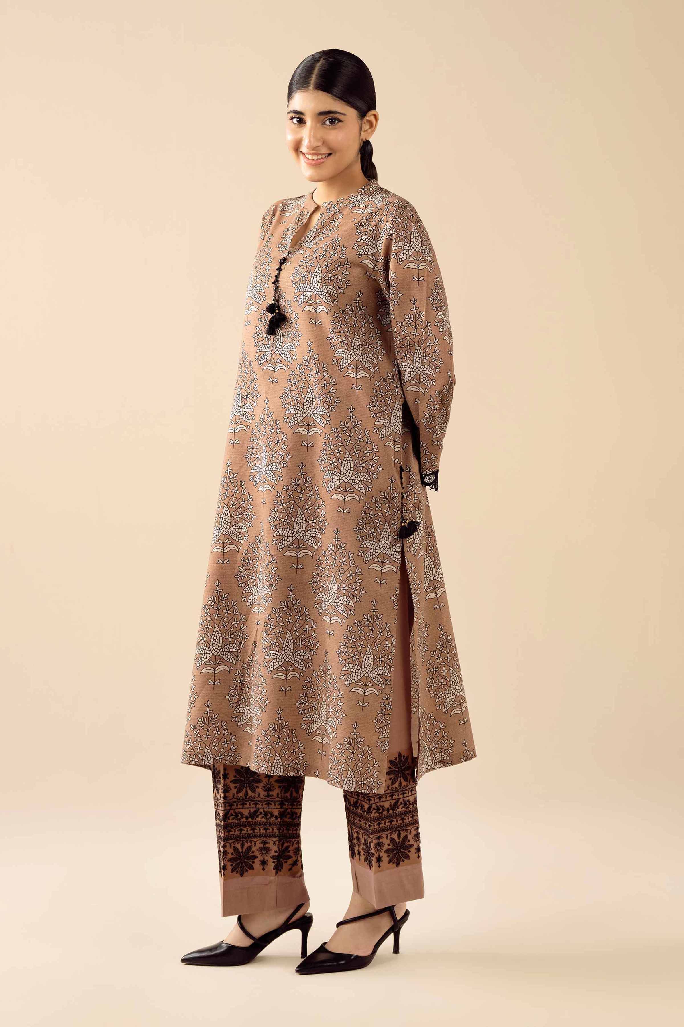 2 Piece - Printed Embroidered Suit - PW25-280