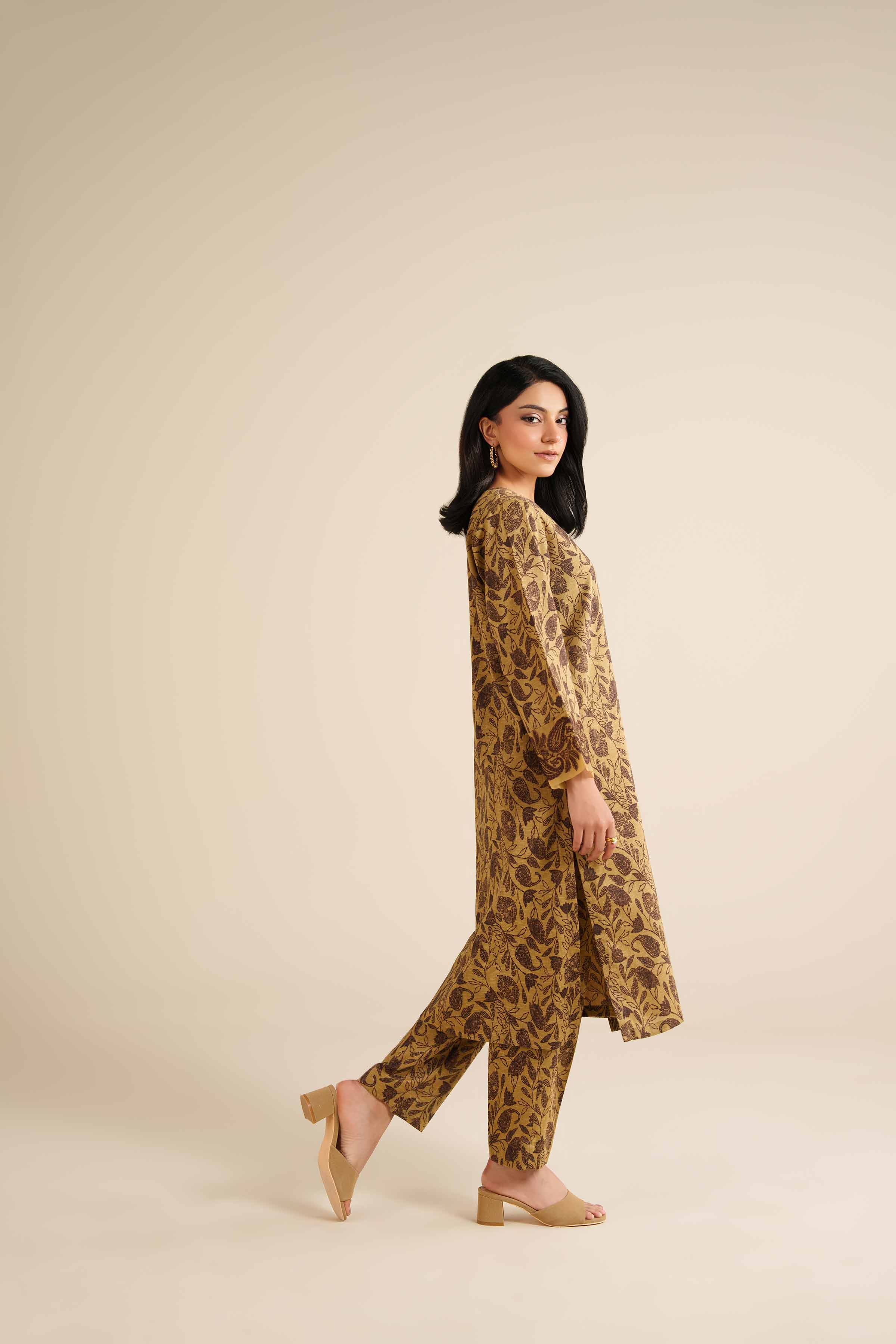 2 Piece - Printed Embroidered Suit - PW25-293