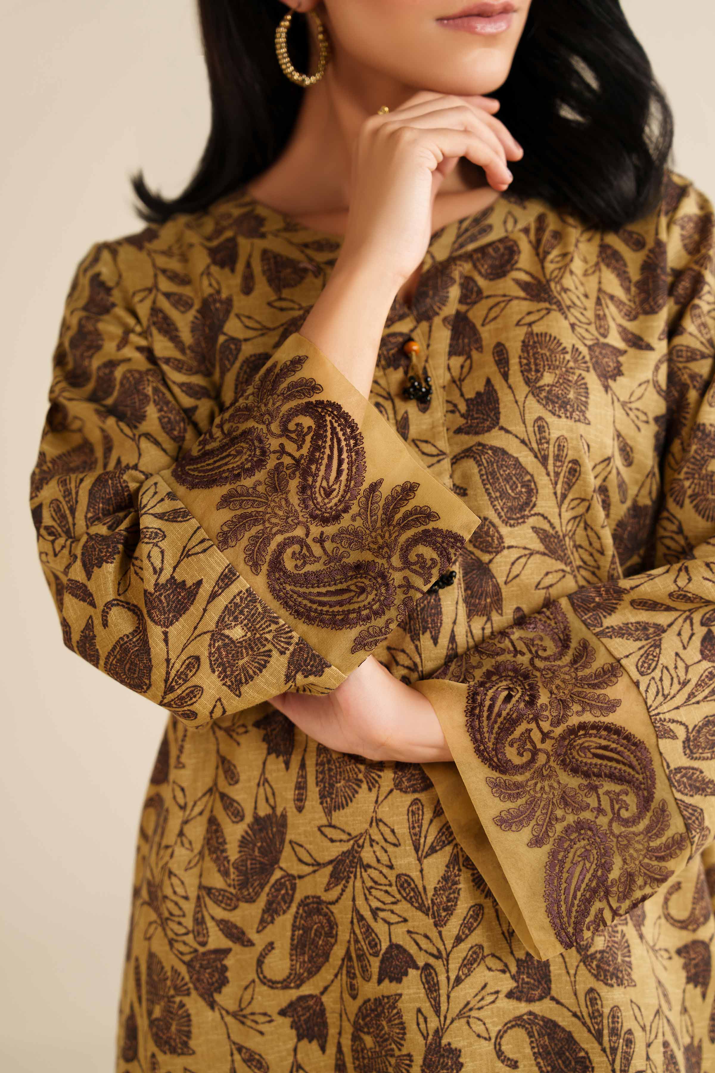 2 Piece - Printed Embroidered Suit - PW25-293