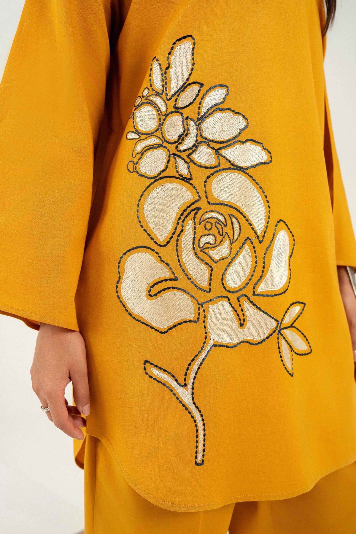 Mustard 2 Piece - Embroidered Suit - PW25-295
