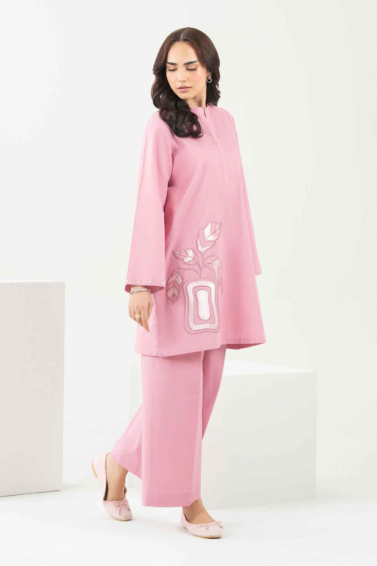 Pink 2 Piece - Embroidered Suit - PW25-297