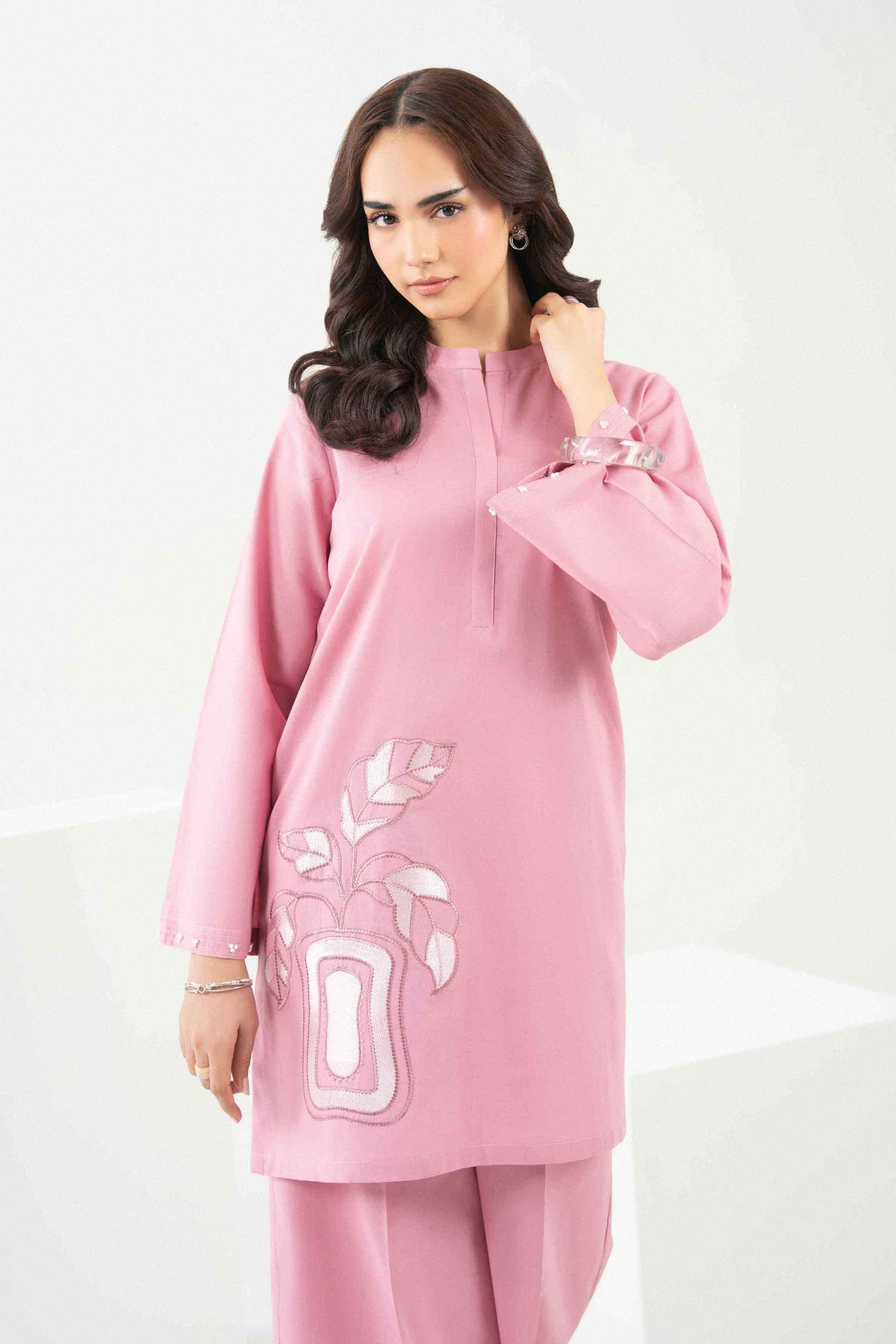 Pink 2 Piece - Embroidered Suit - PW25-297
