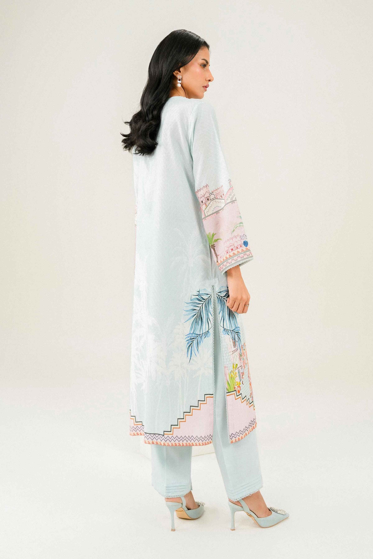 Ice Blue 2 Piece - Printed Suit - PW25-319