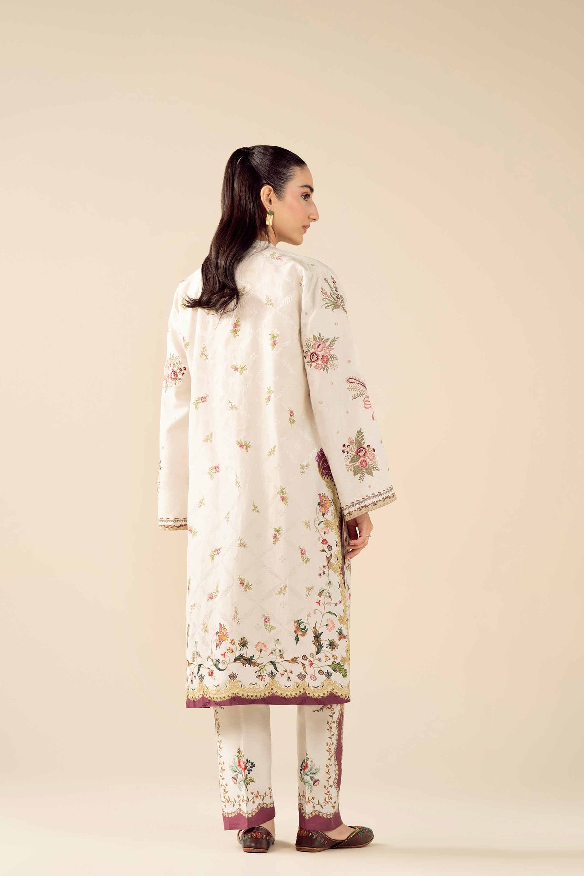 2 Piece - Printed Embroidered Suit - PW25-329