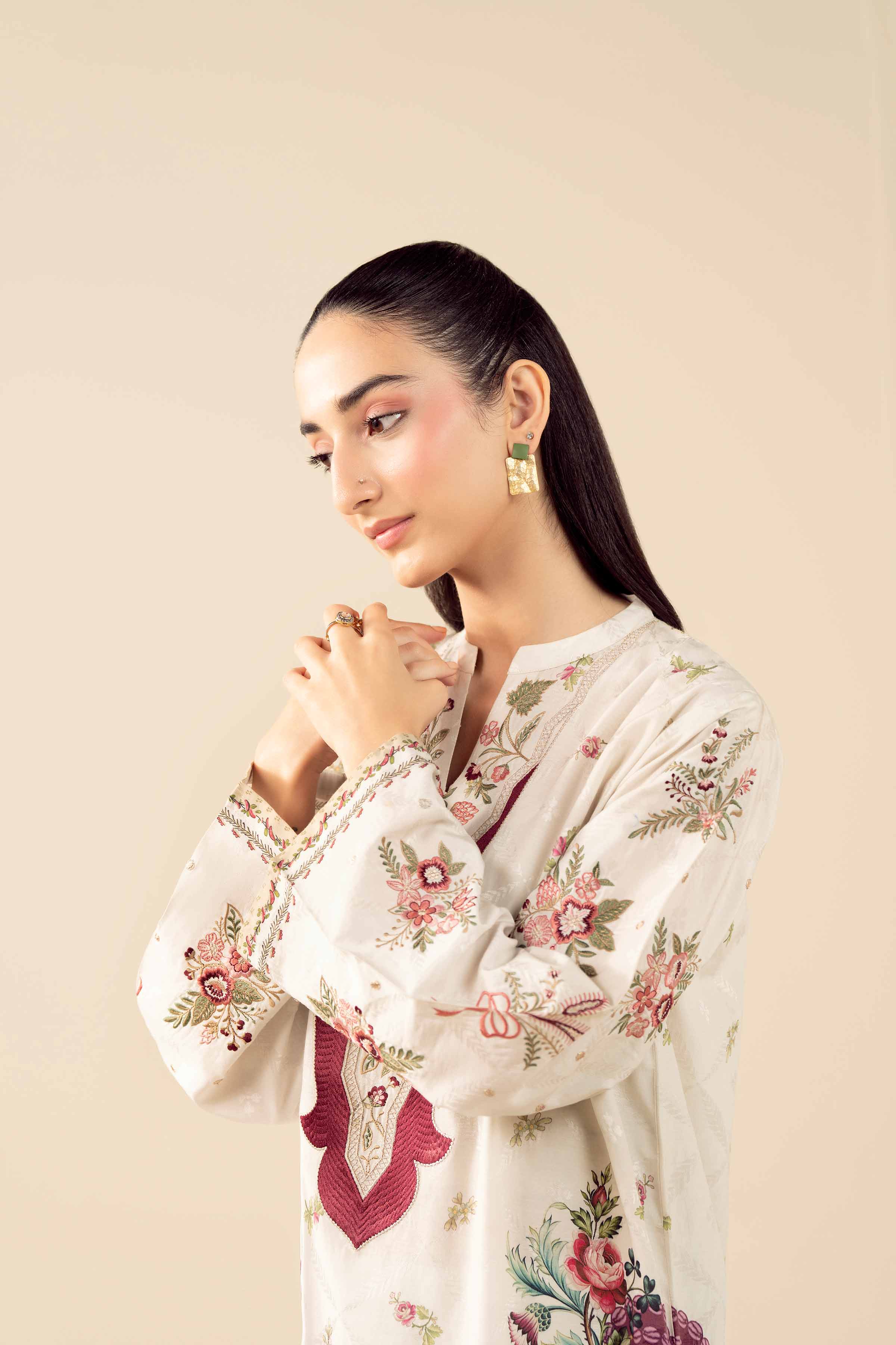 2 Piece - Printed Embroidered Suit - PW25-329