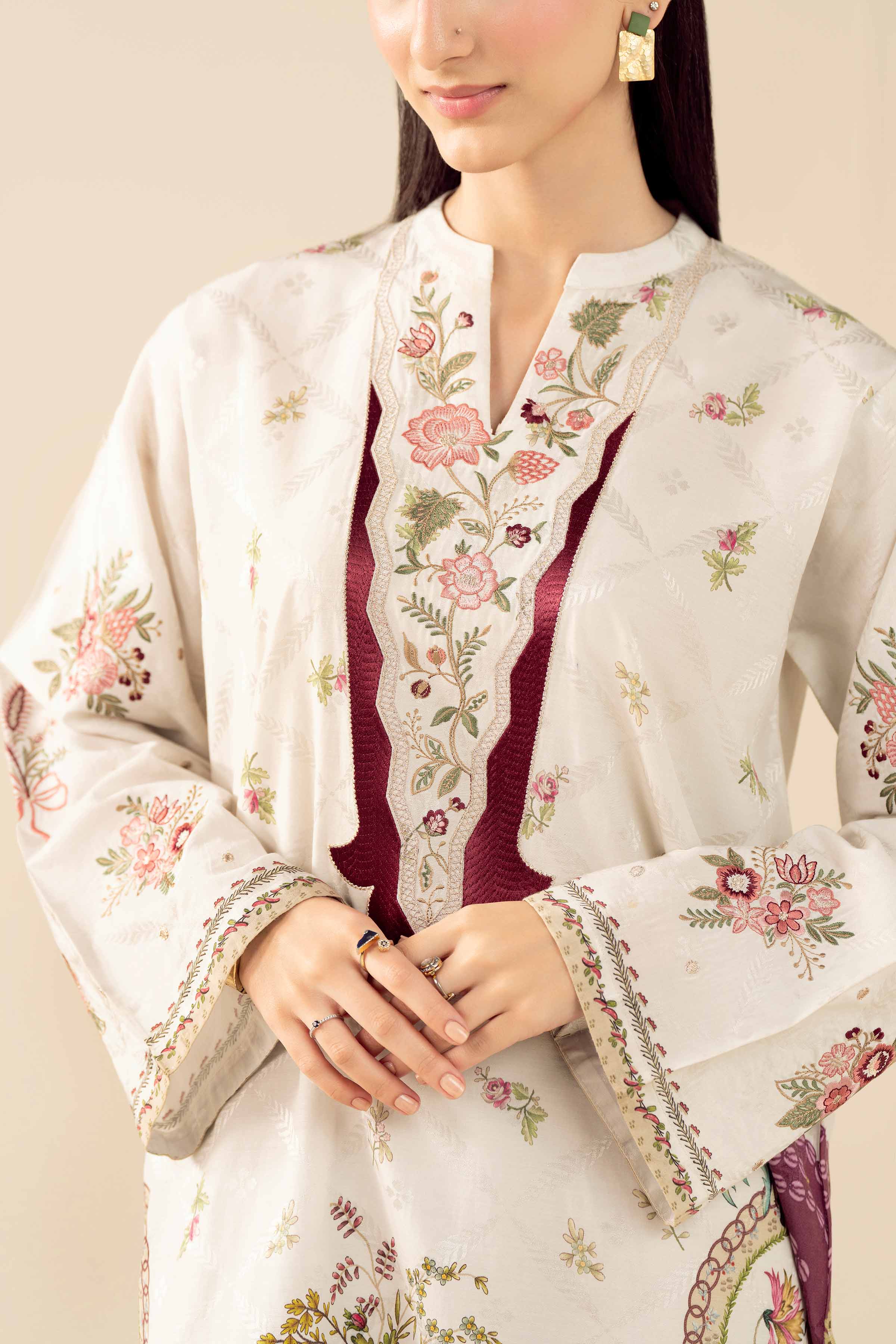 2 Piece - Printed Embroidered Suit - PW25-329