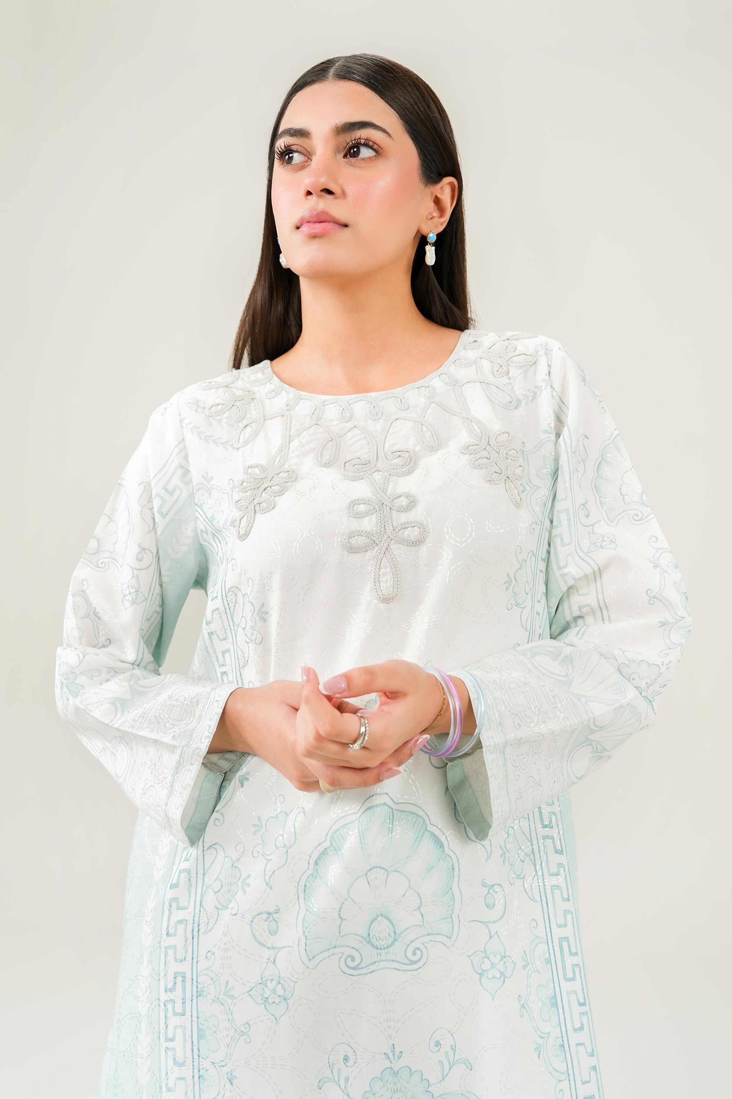 2 Piece - Printed Embroidered Suit - PW25-331