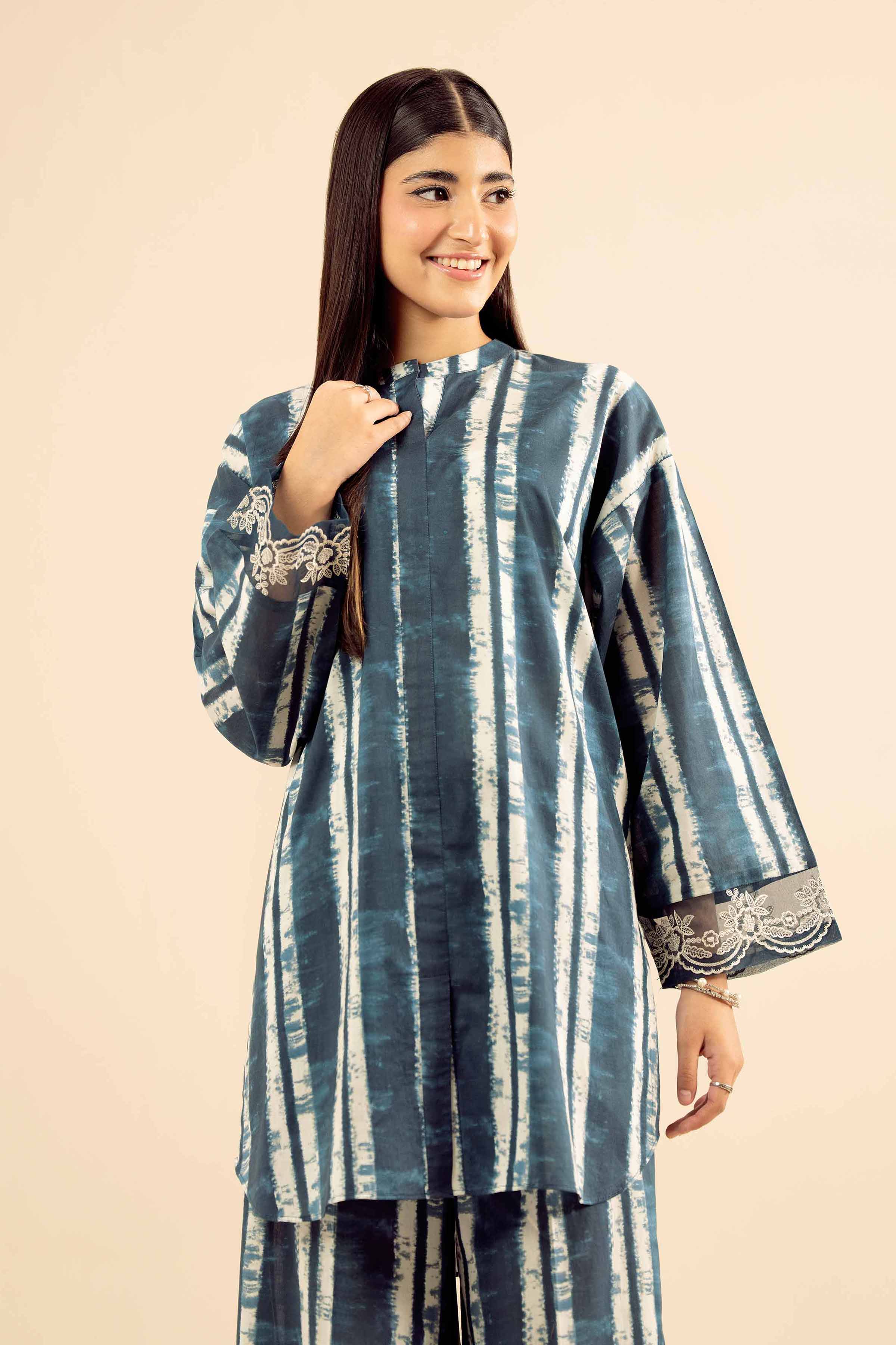 2 Piece - Printed Embroidered Suit - PW25-38