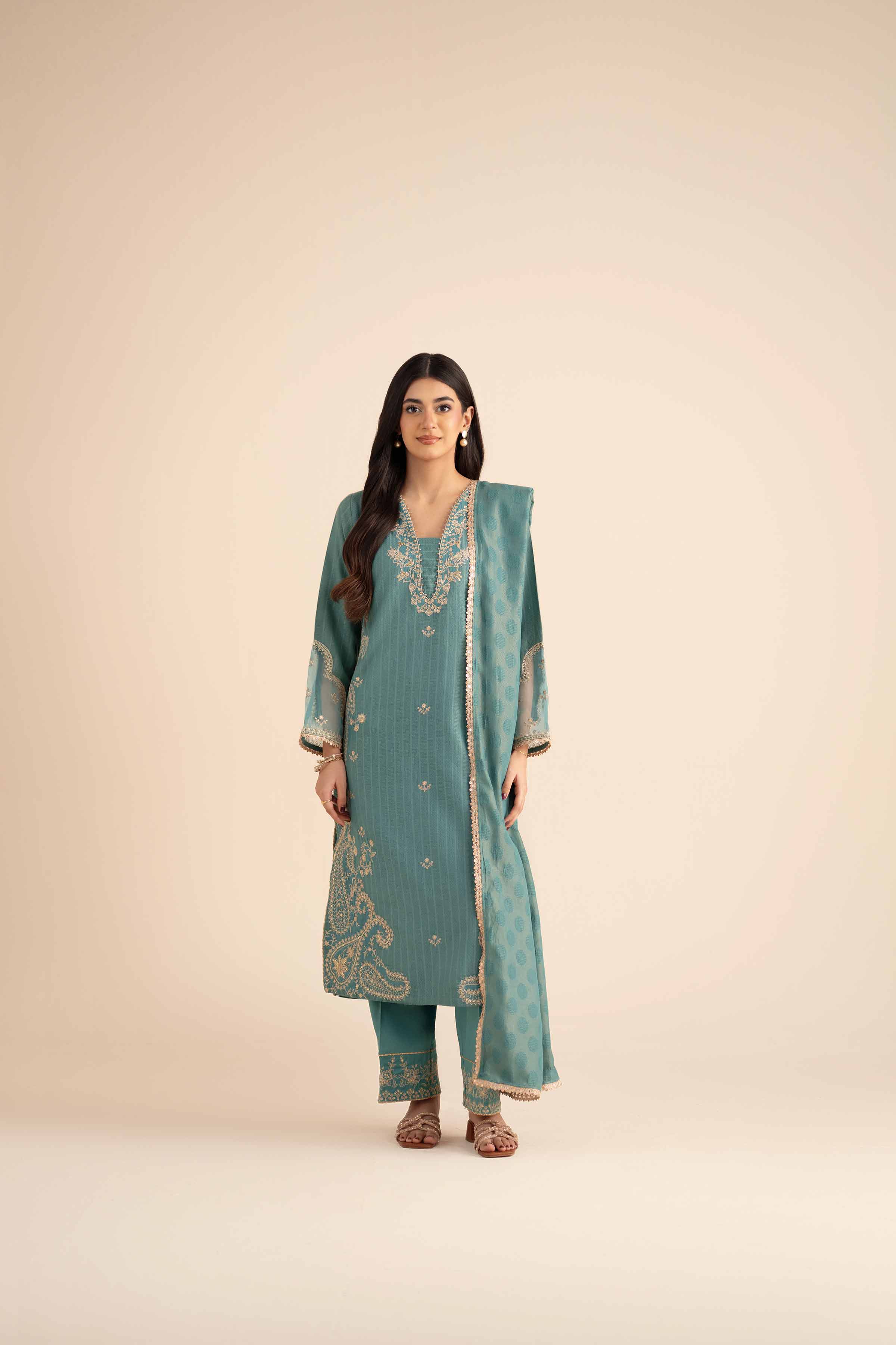 3 Piece - Embroidered Suit - PW25-406