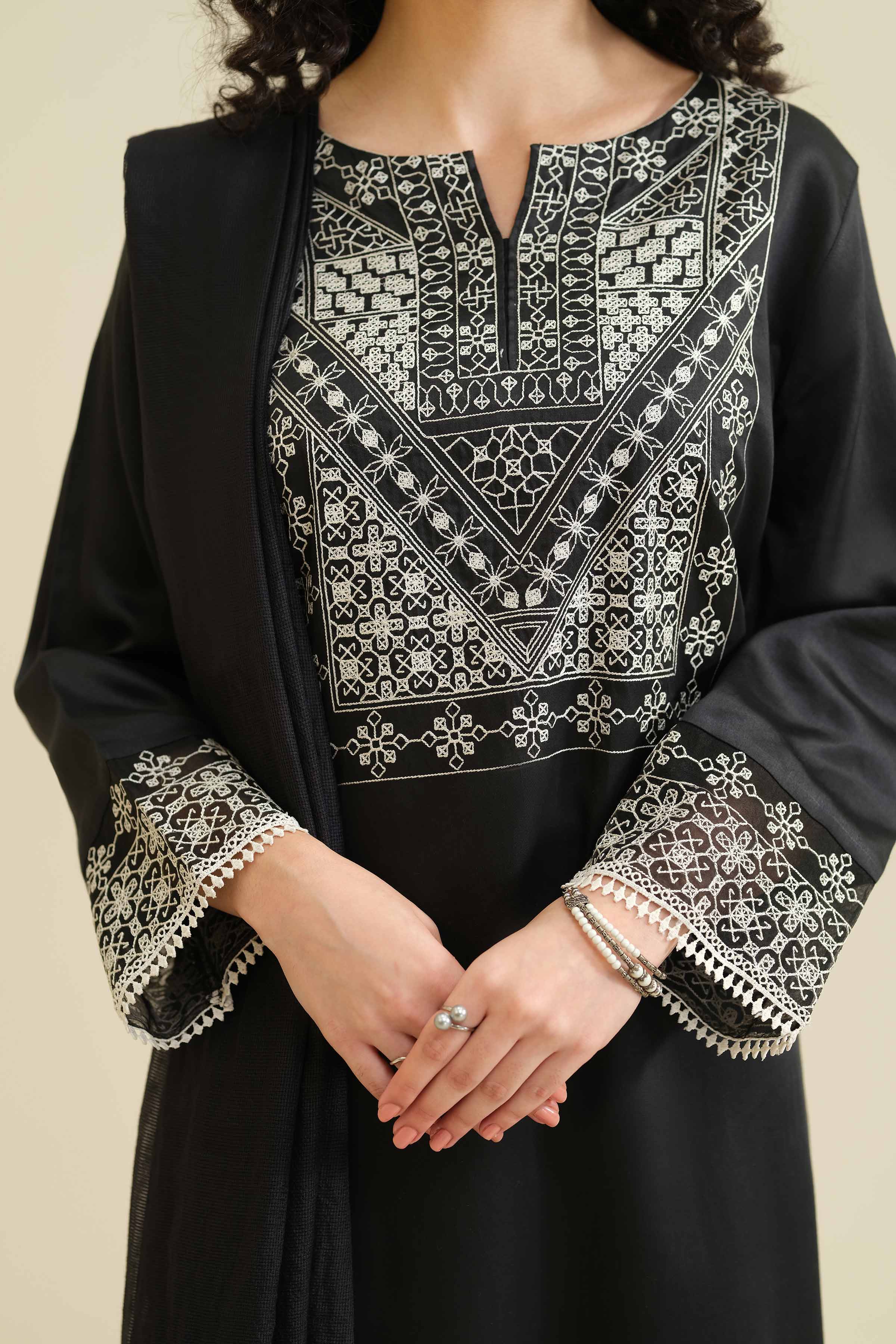 3 Piece - Embroidered Suit - PW25-411