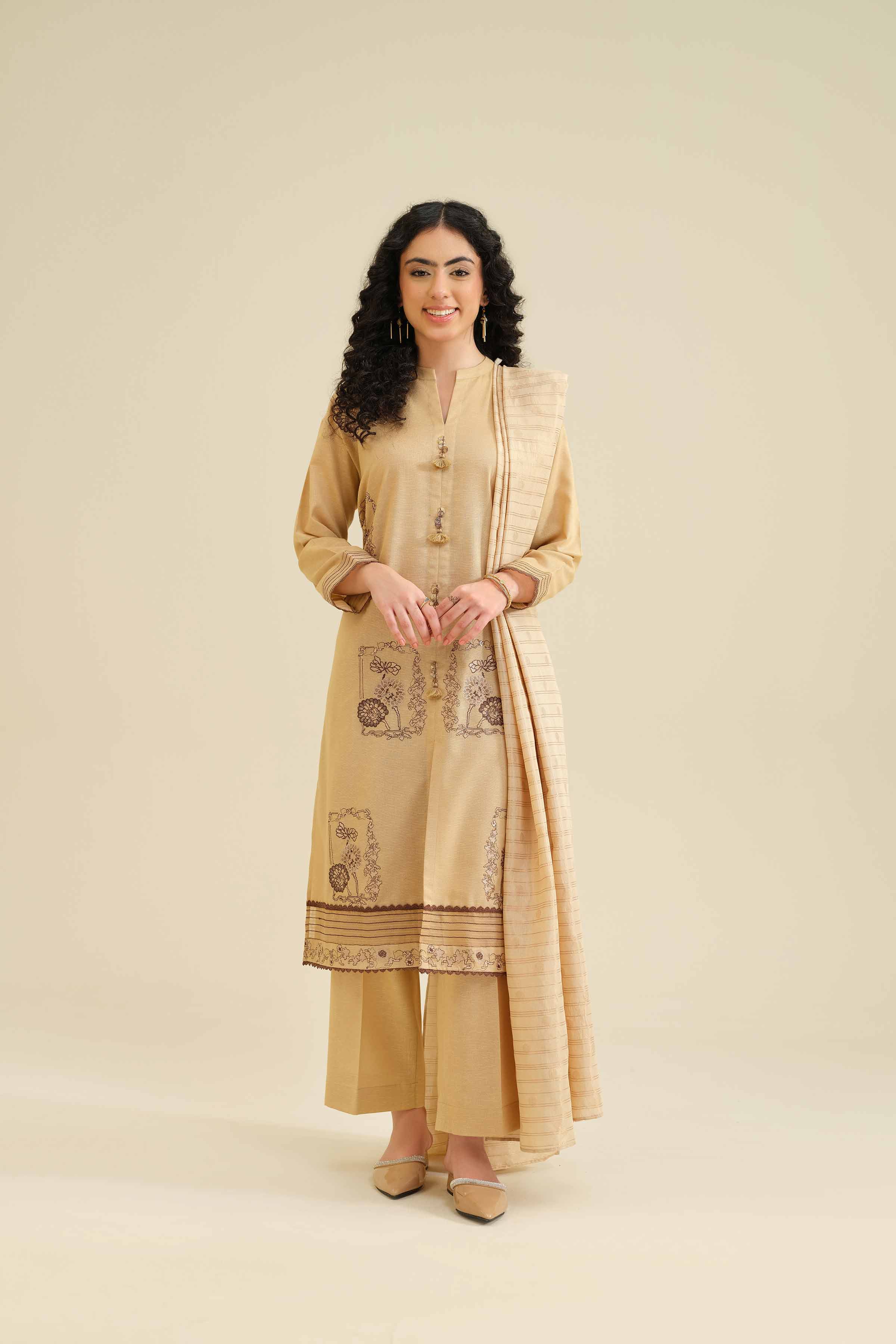 3 Piece - Embroidered Suit - PW25-415