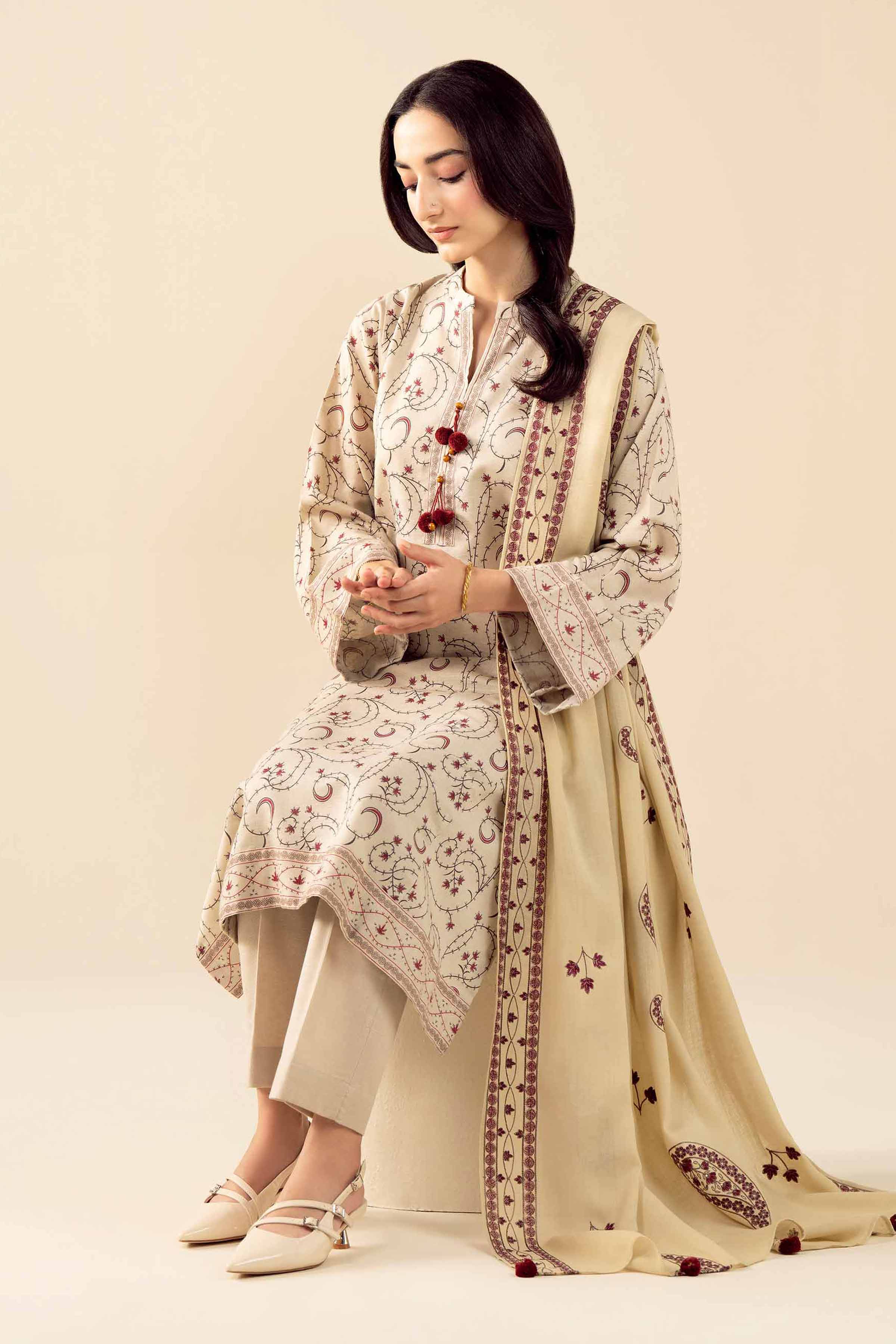 3 Piece - Embroidered Suit - PW25-427