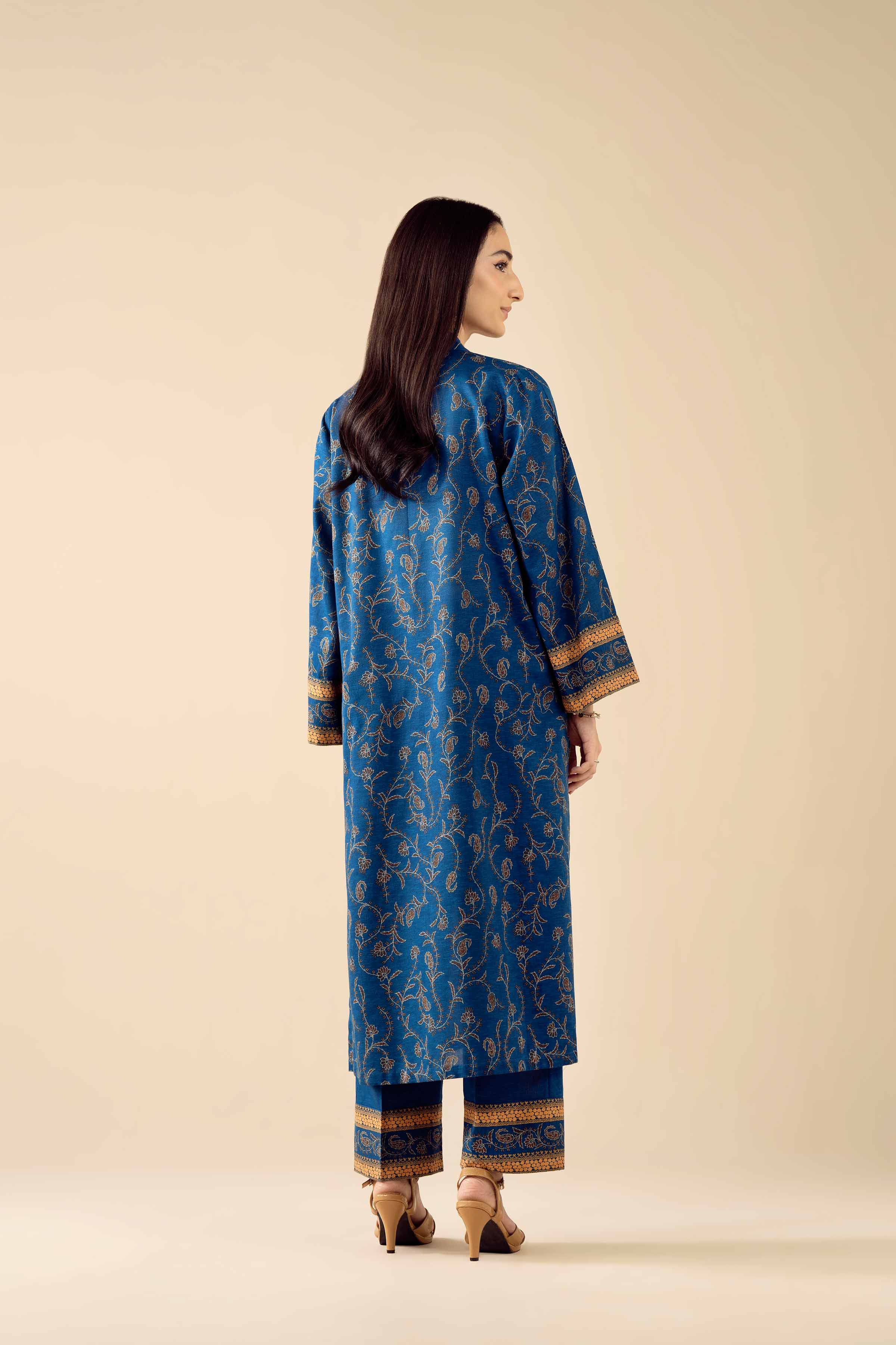 3 Piece - Printed Embroidered Suit - PW25-430