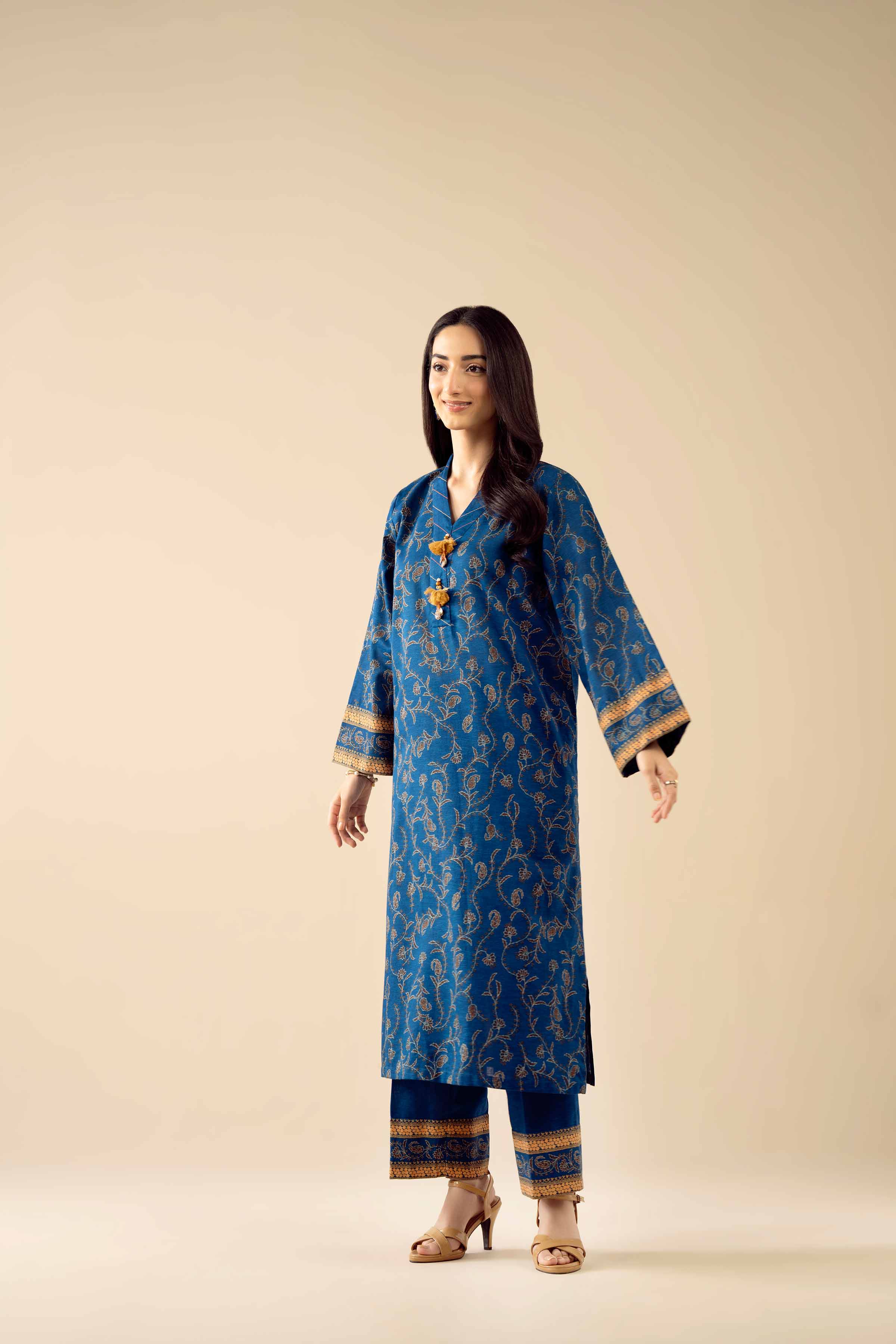 3 Piece - Printed Embroidered Suit - PW25-430