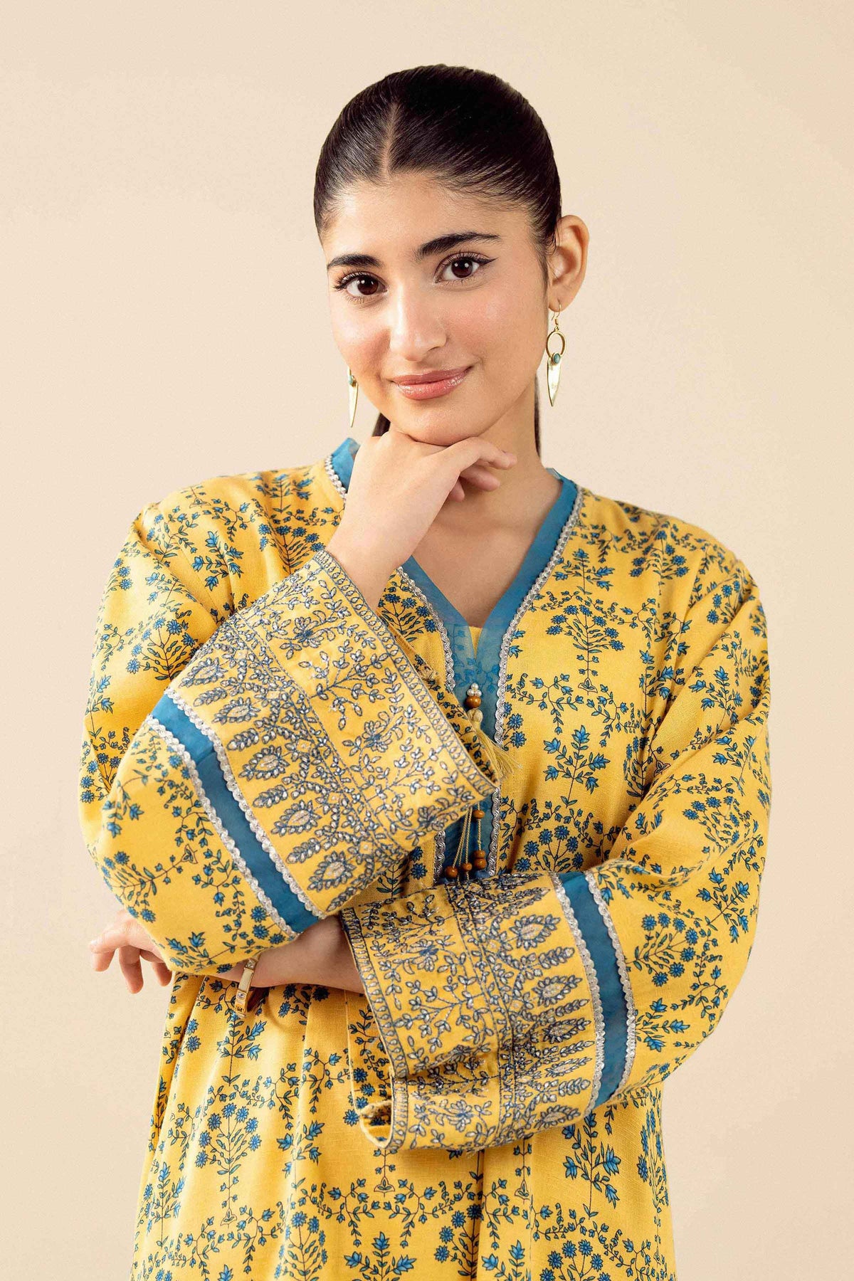 3 Piece - Printed Embroidered Suit - PW25-432