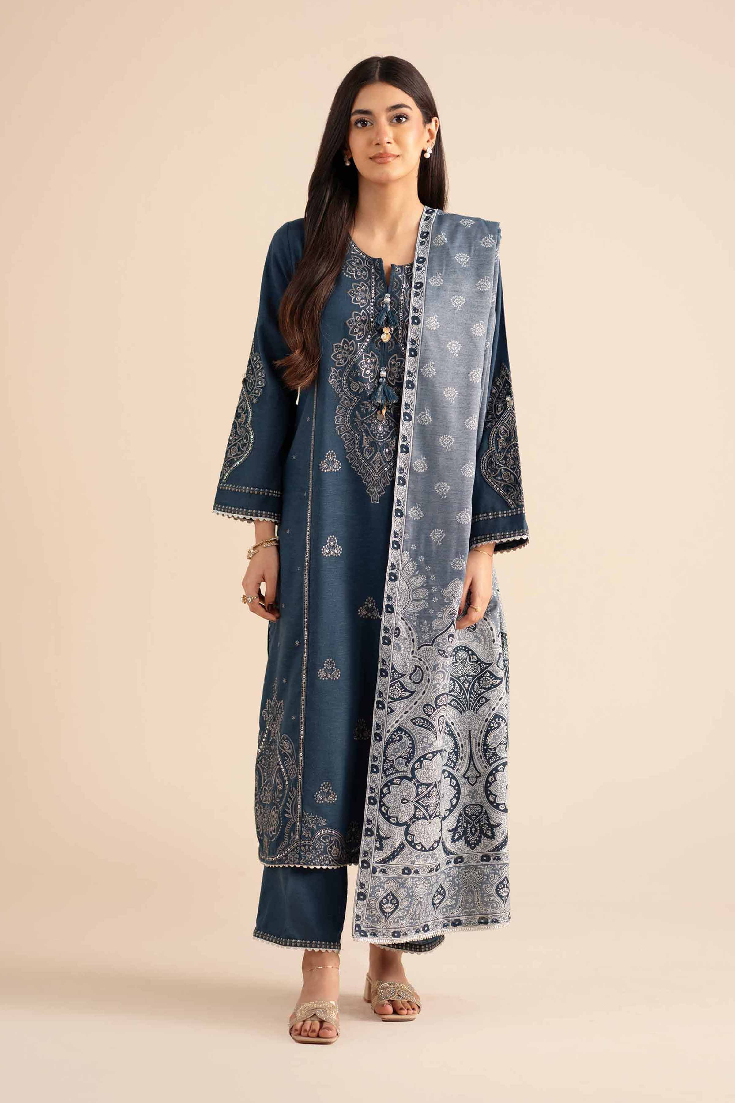 3 Piece - Embroidered Suit - PW25-434