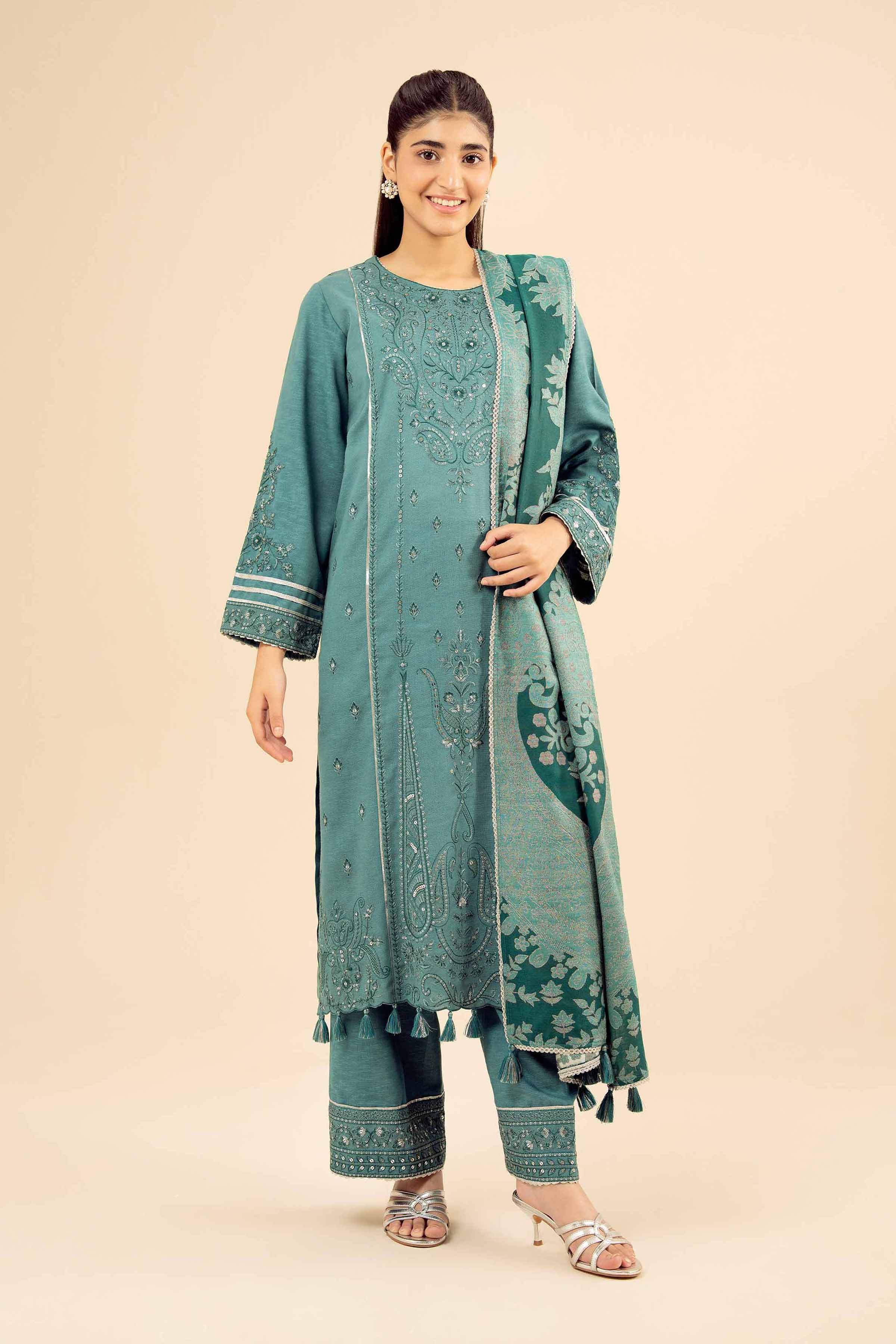 3 Piece - Embroidered Suit - PW25-435