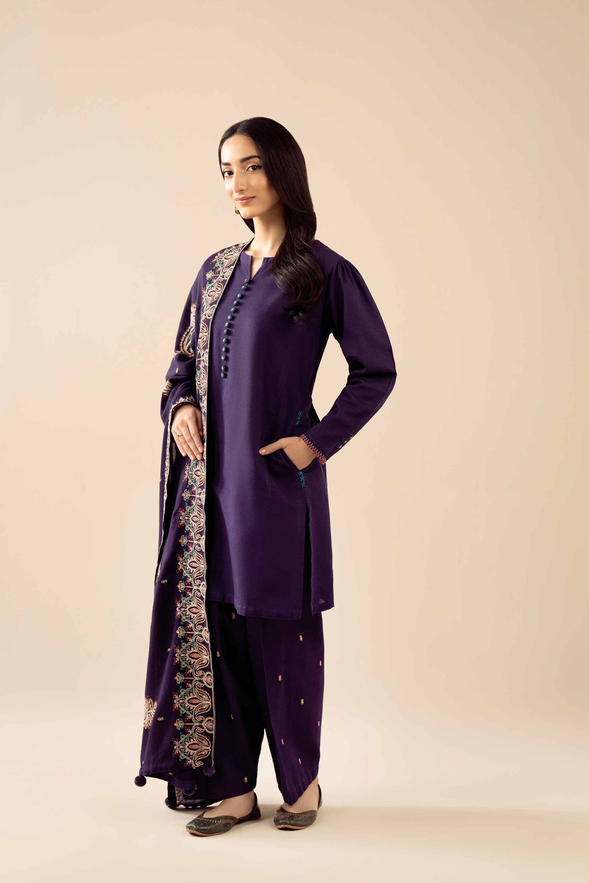 3 Piece - Embroidered Suit - PW25-441