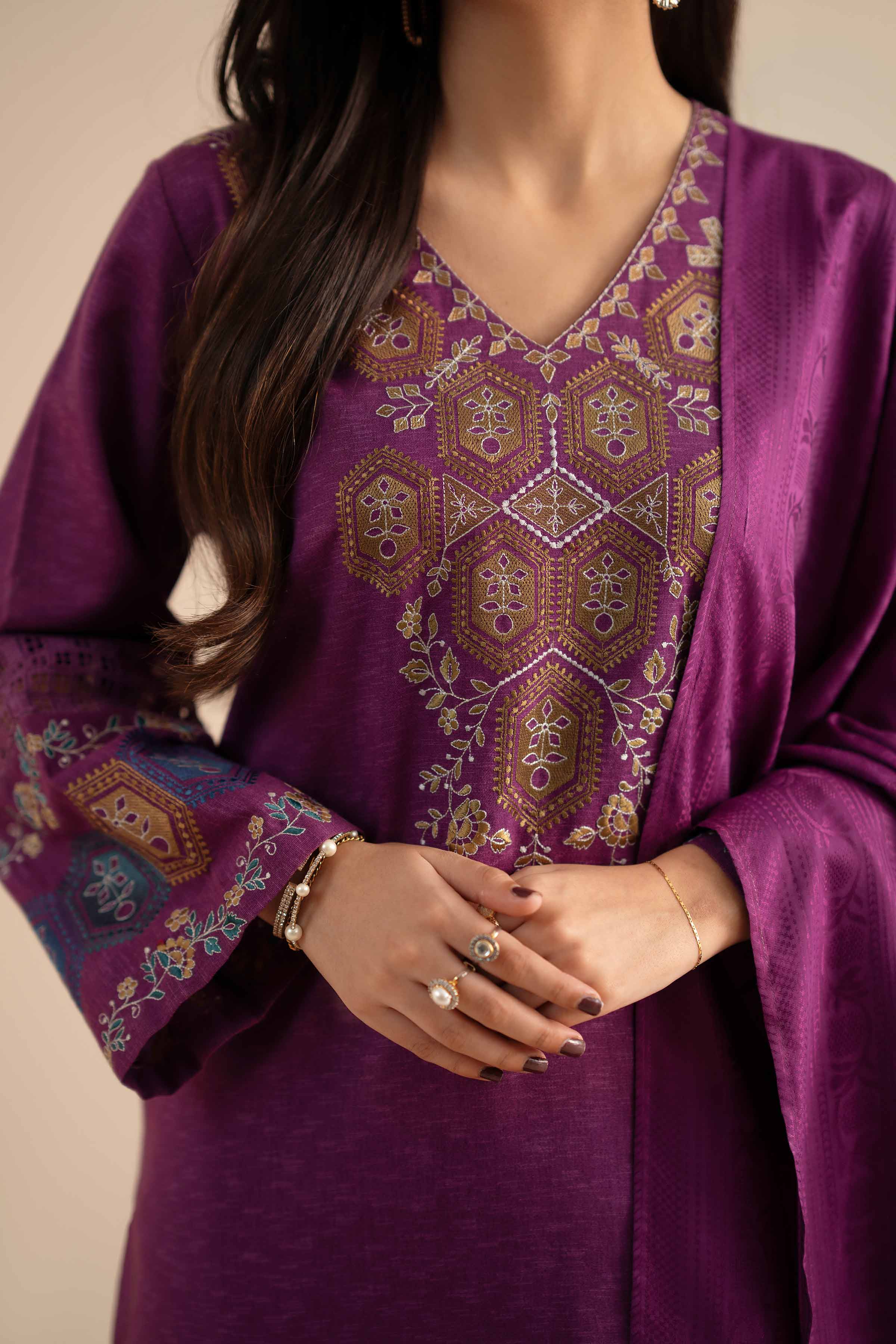 3 Piece - Embroidered Suit - PW25-450