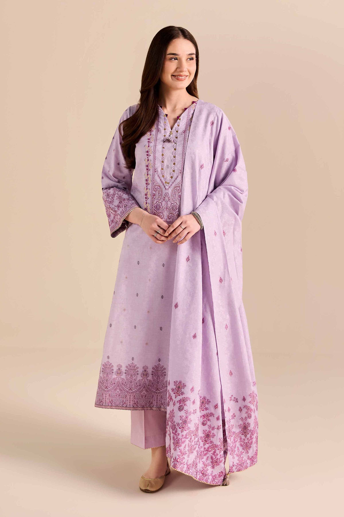 Purple 3 Piece - Printed Suit - PW25-455