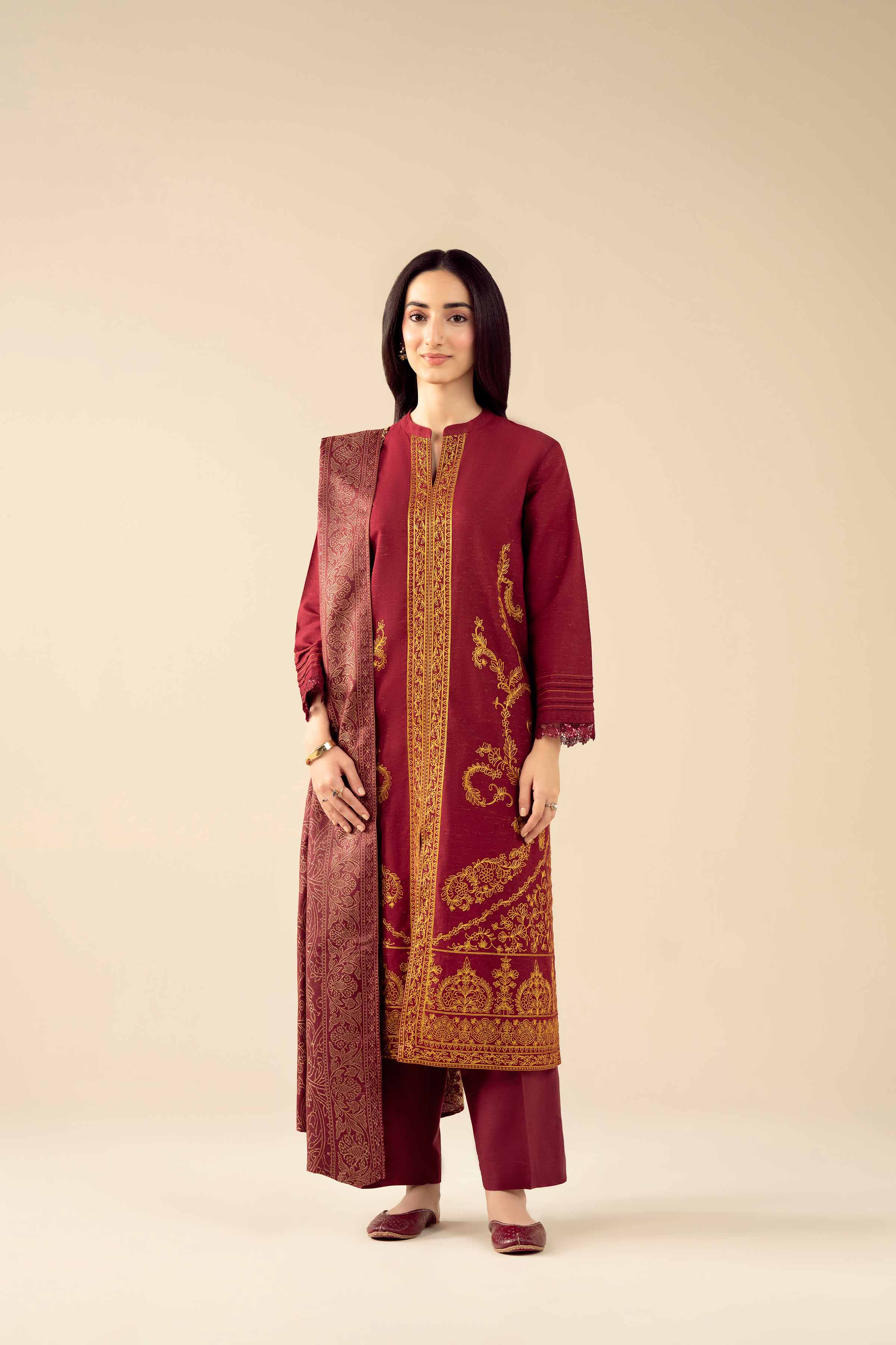 3 Piece - Embroidered Suit - PW25-458
