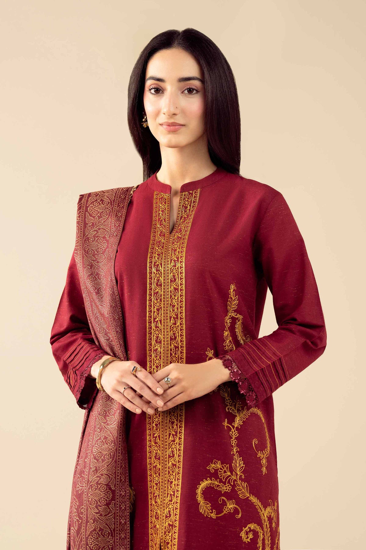 3 Piece - Embroidered Suit - PW25-458