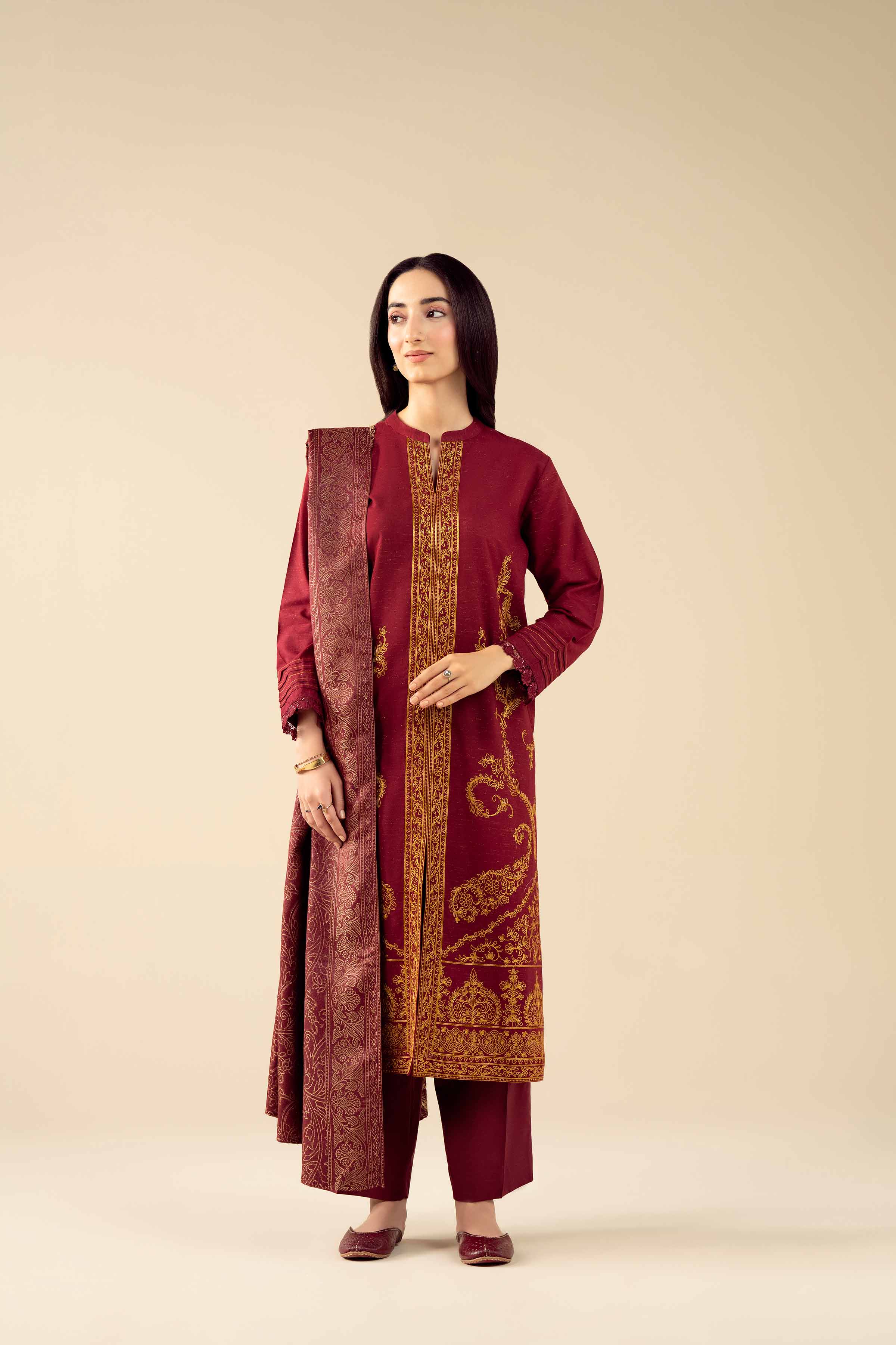 3 Piece - Embroidered Suit - PW25-458