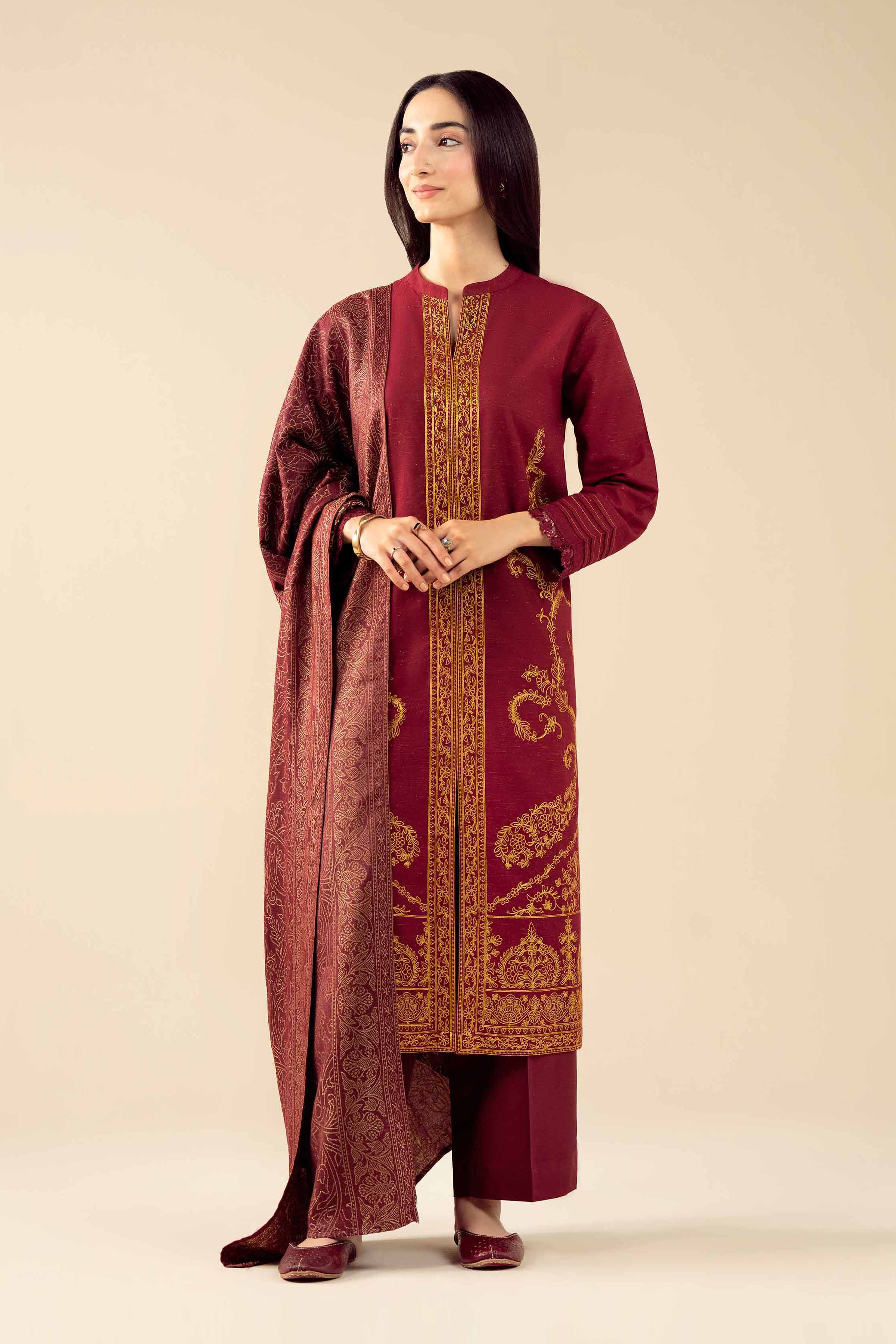 3 Piece - Embroidered Suit - PW25-458