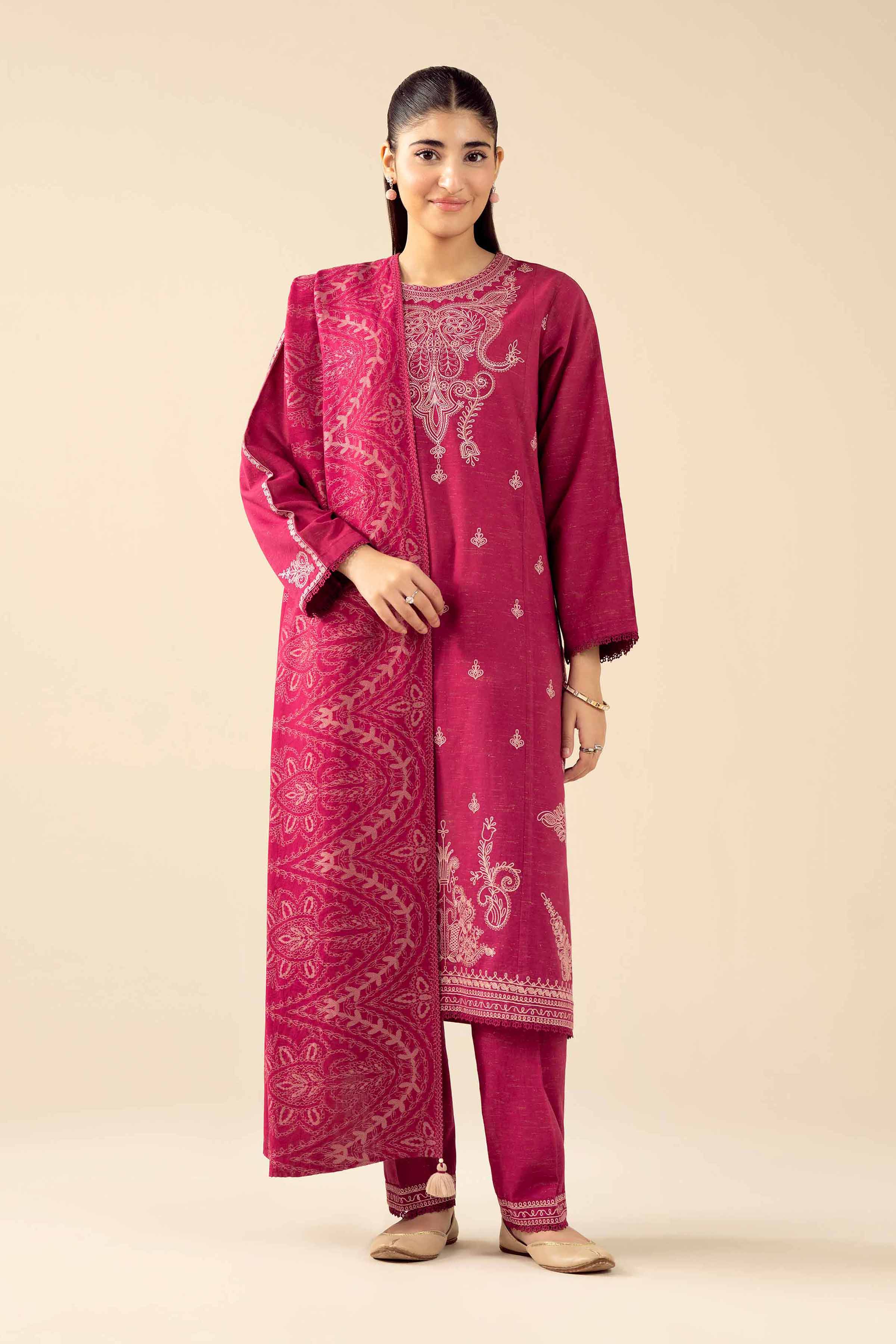 3 Piece - Embroidered Suit - PW25-461