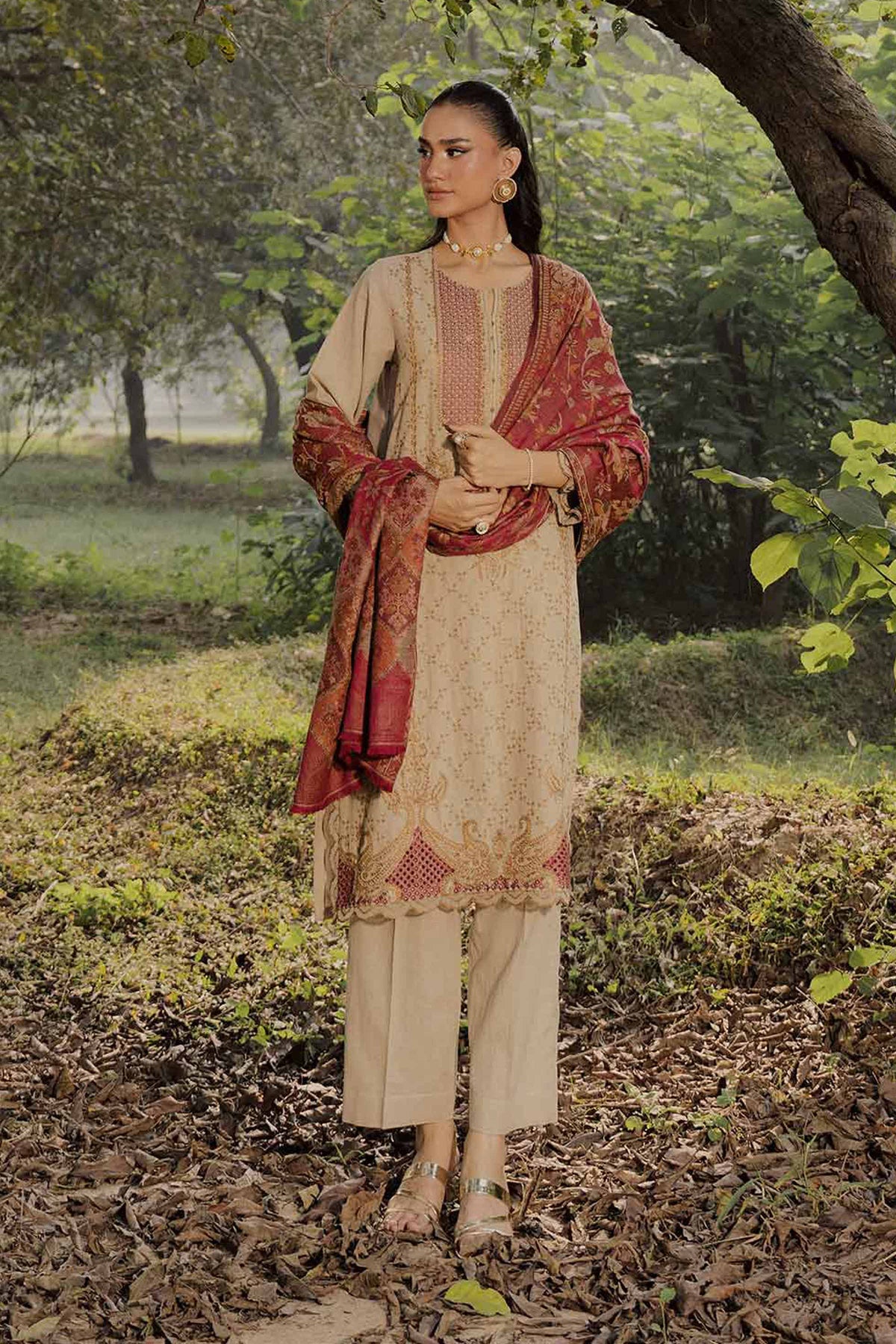 3 Piece - Embroidered Suit - PW25-480