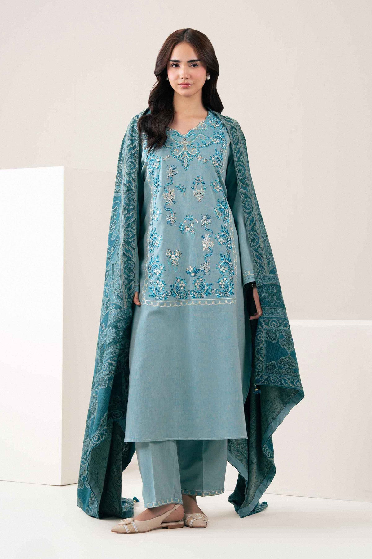 3 Piece - Embroidered Suit - PW25-482