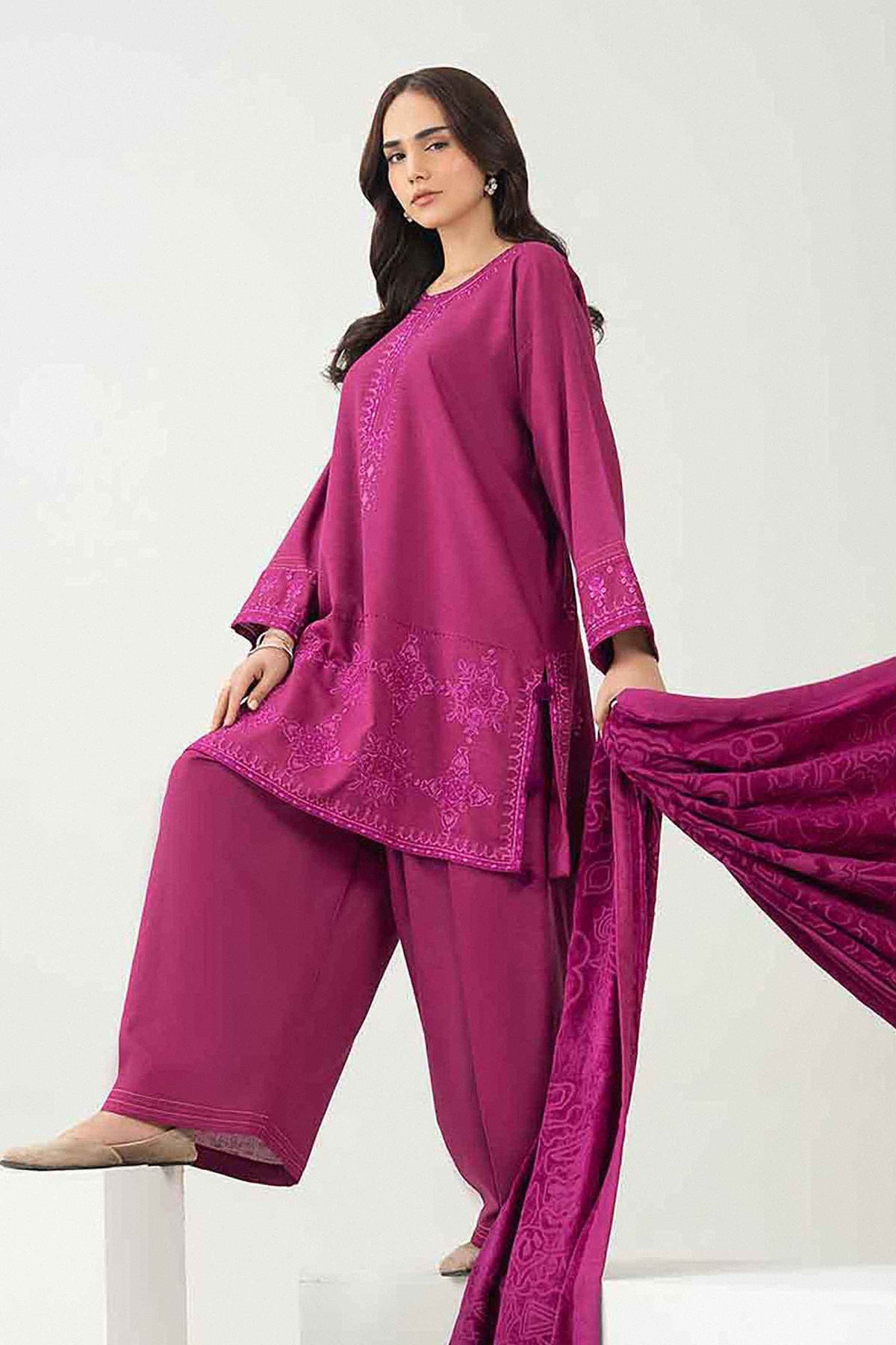 3 Piece - Embroidered Suit - PW25-485