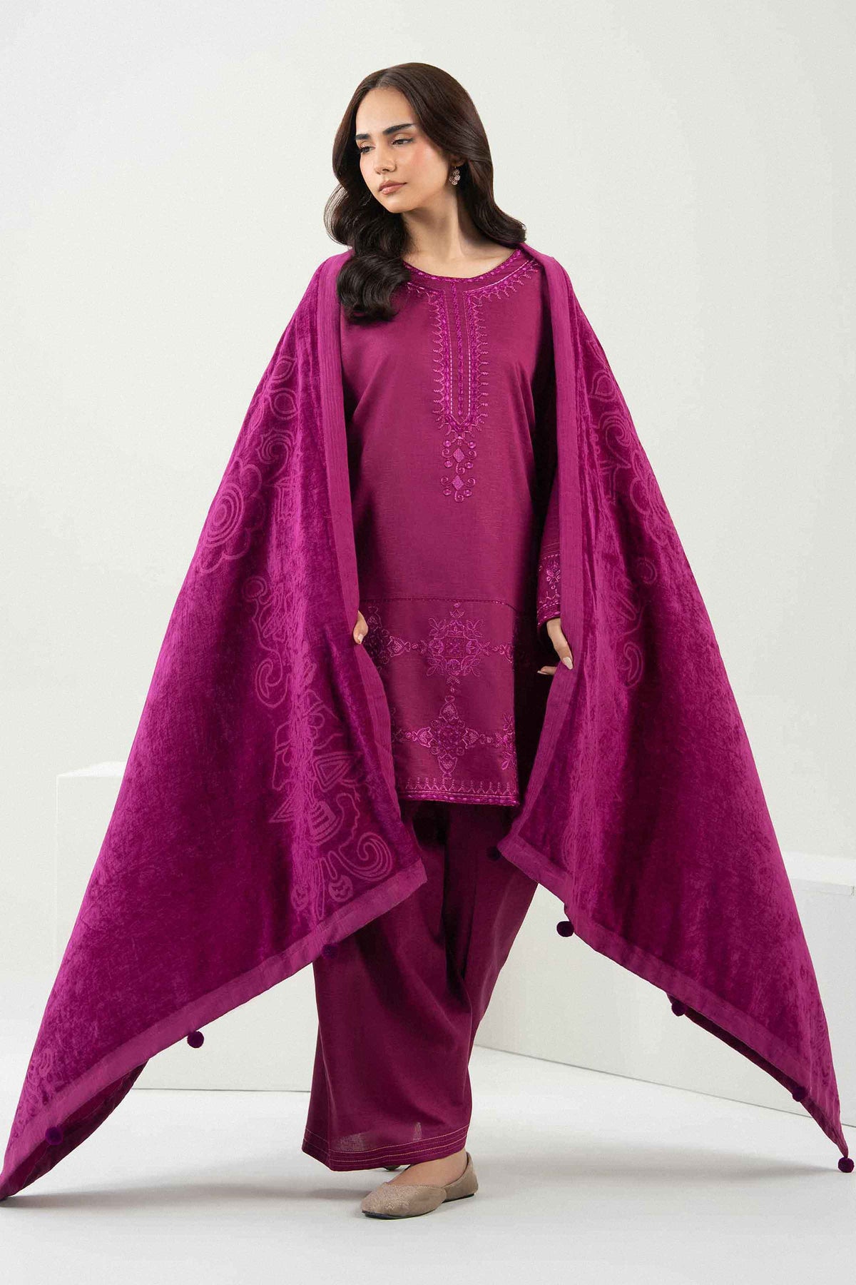 3 Piece - Embroidered Suit - PW25-485