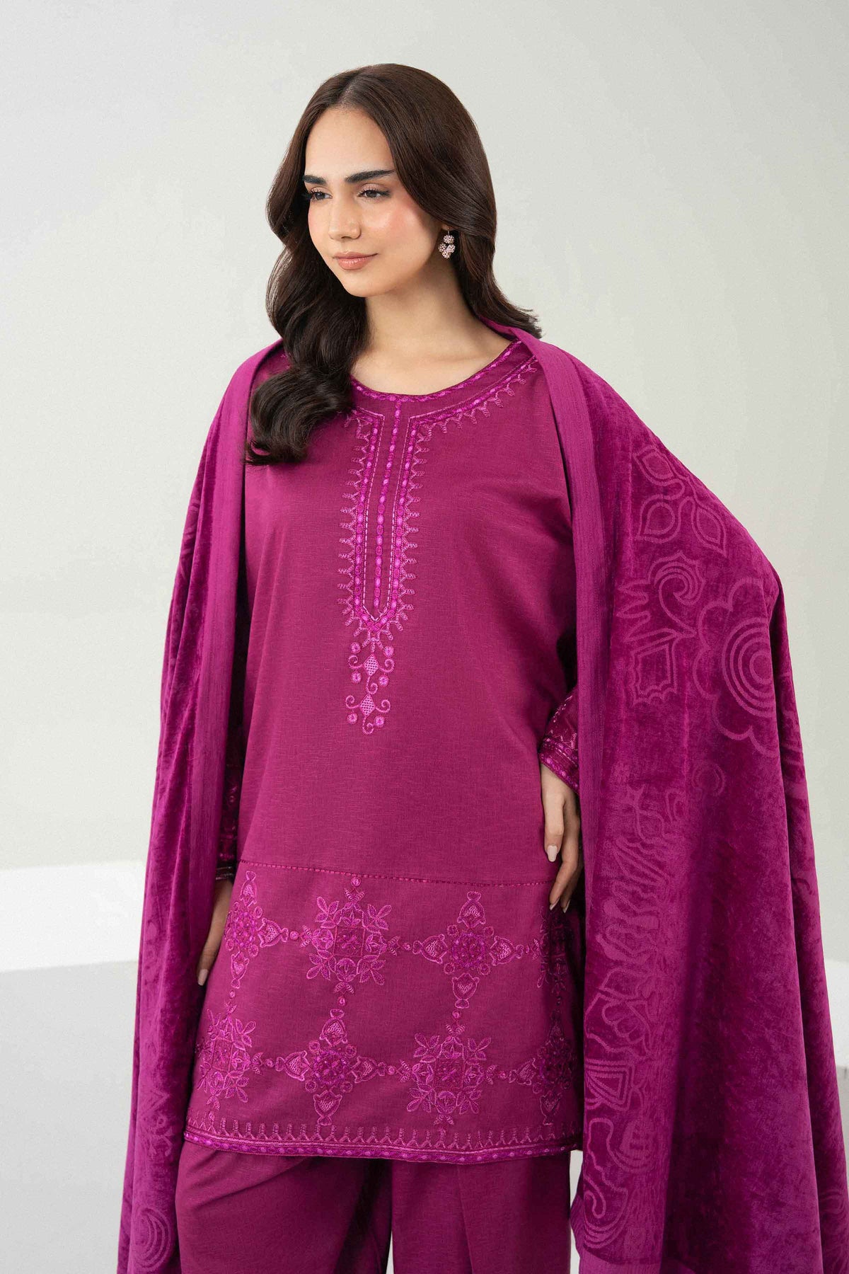3 Piece - Embroidered Suit - PW25-485