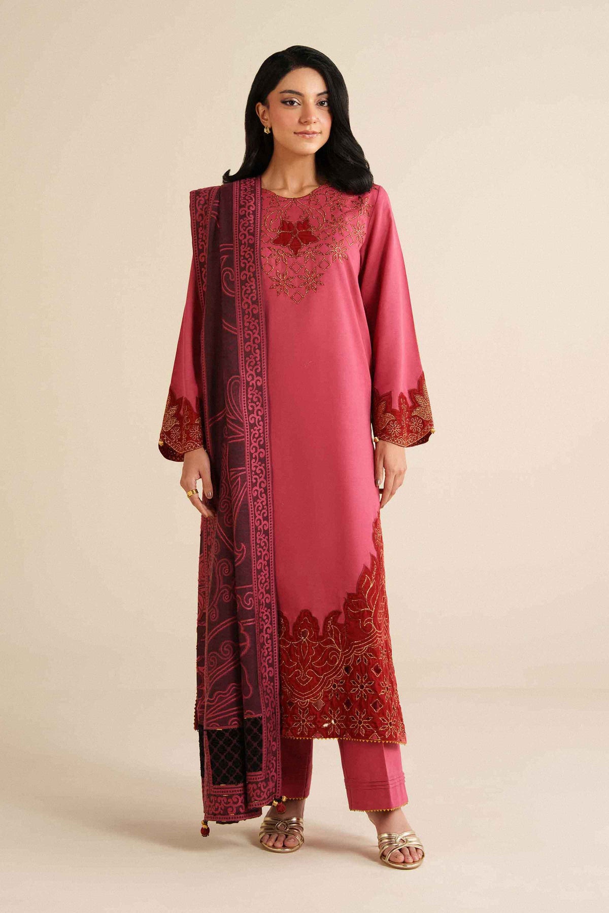 3 Piece - Embroidered Suit - PW25-488