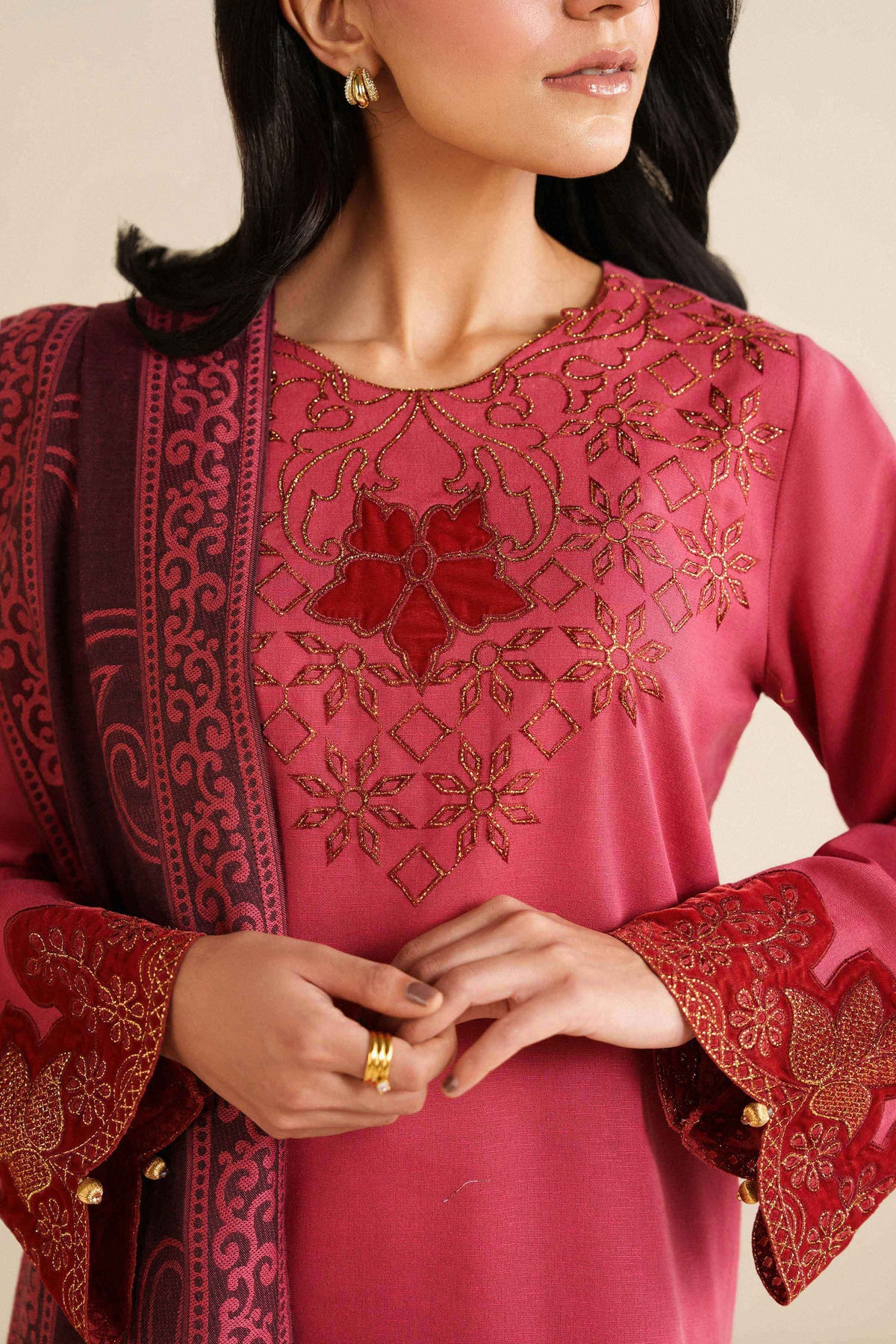 3 Piece - Embroidered Suit - PW25-488