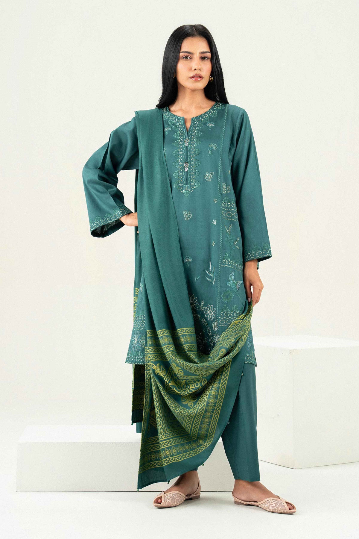 3 Piece - Embroidered Suit - PW25-497