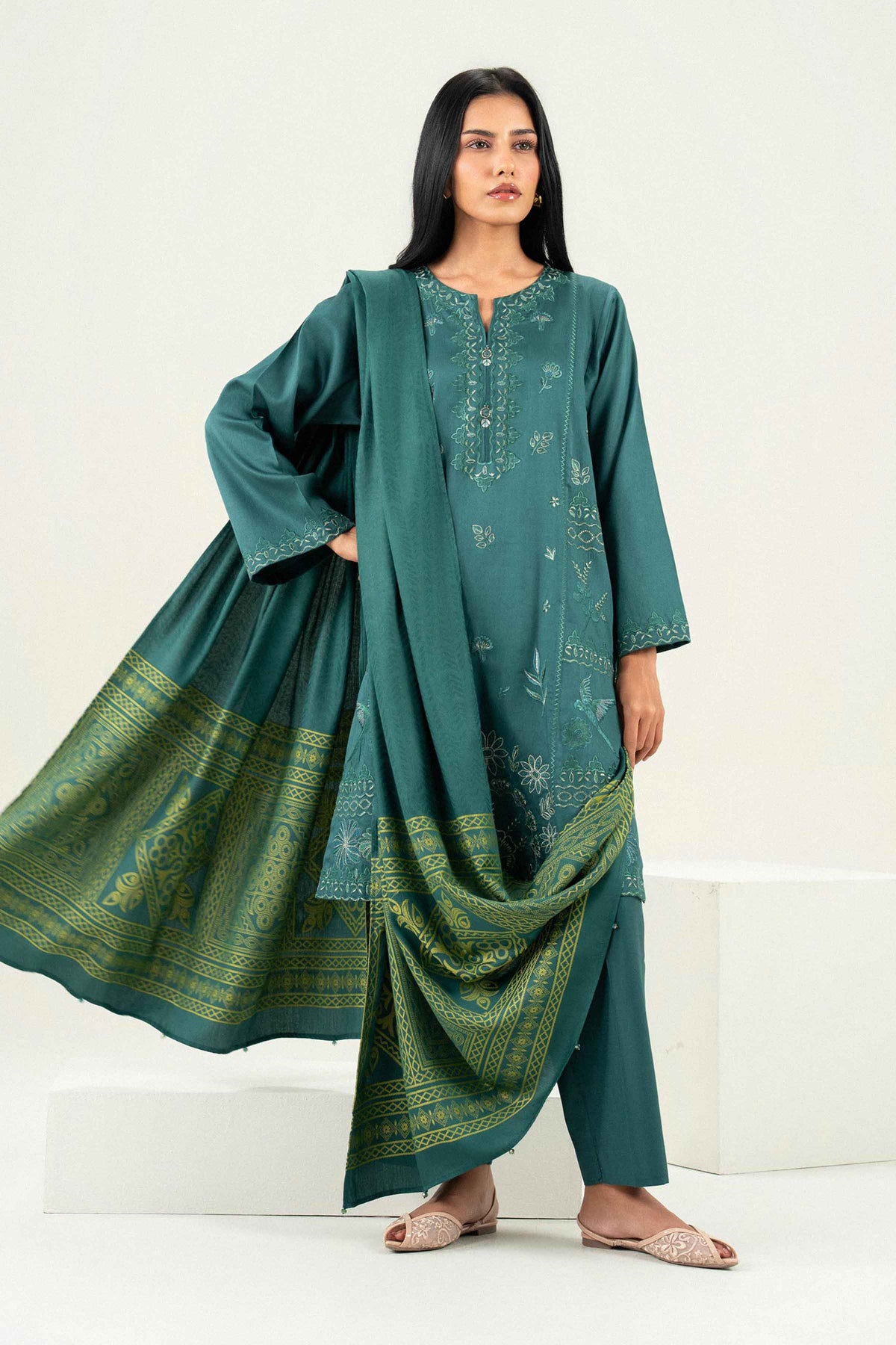 3 Piece - Embroidered Suit - PW25-497