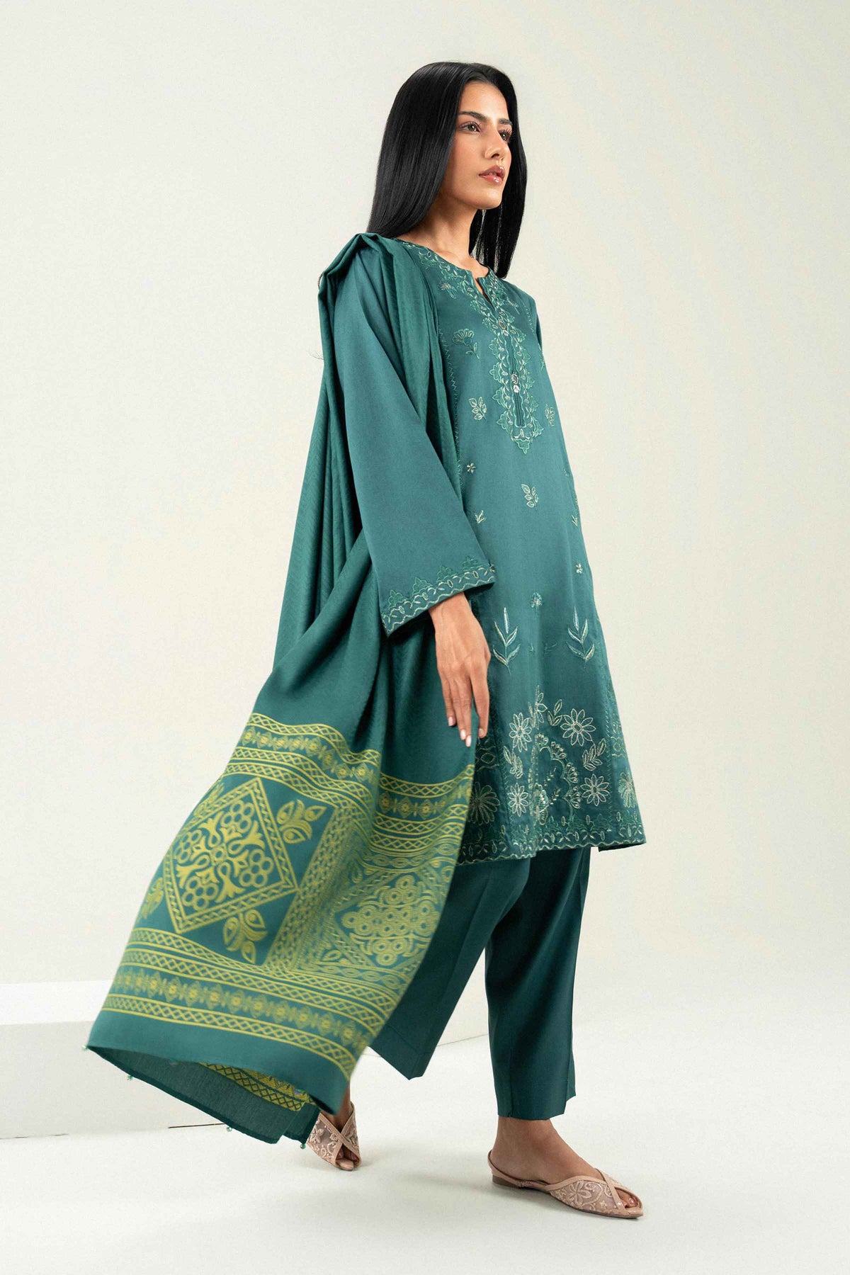 3 Piece - Embroidered Suit - PW25-497