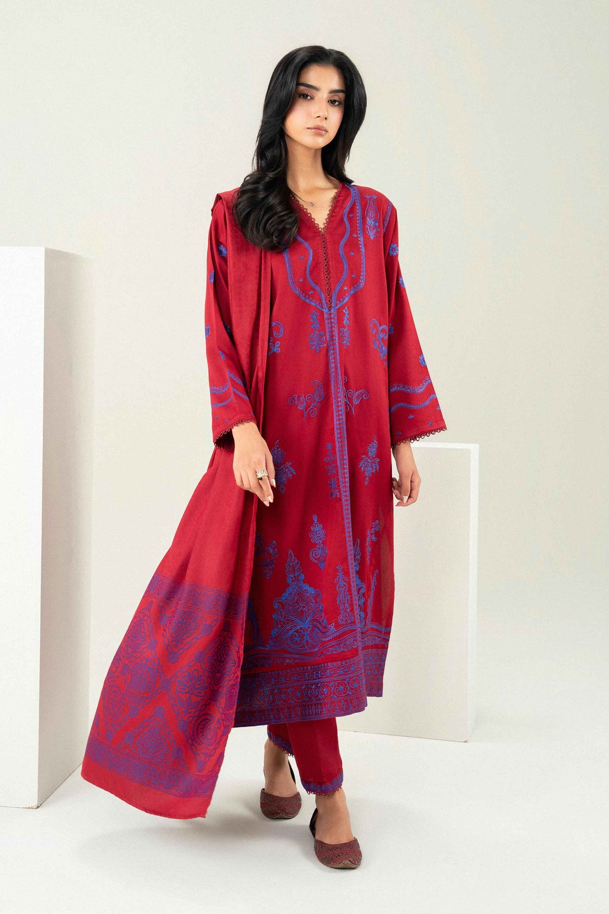 3 Piece - Embroidered Suit - PW25-500