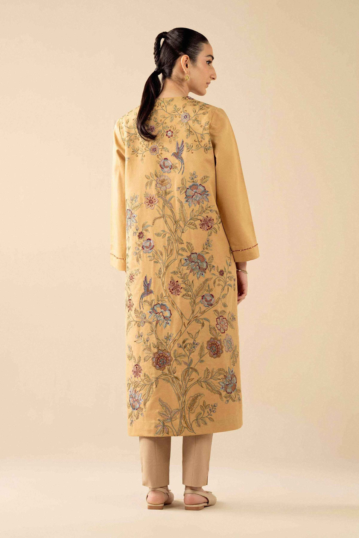 Beige Embroidered Jacket - PW25-546