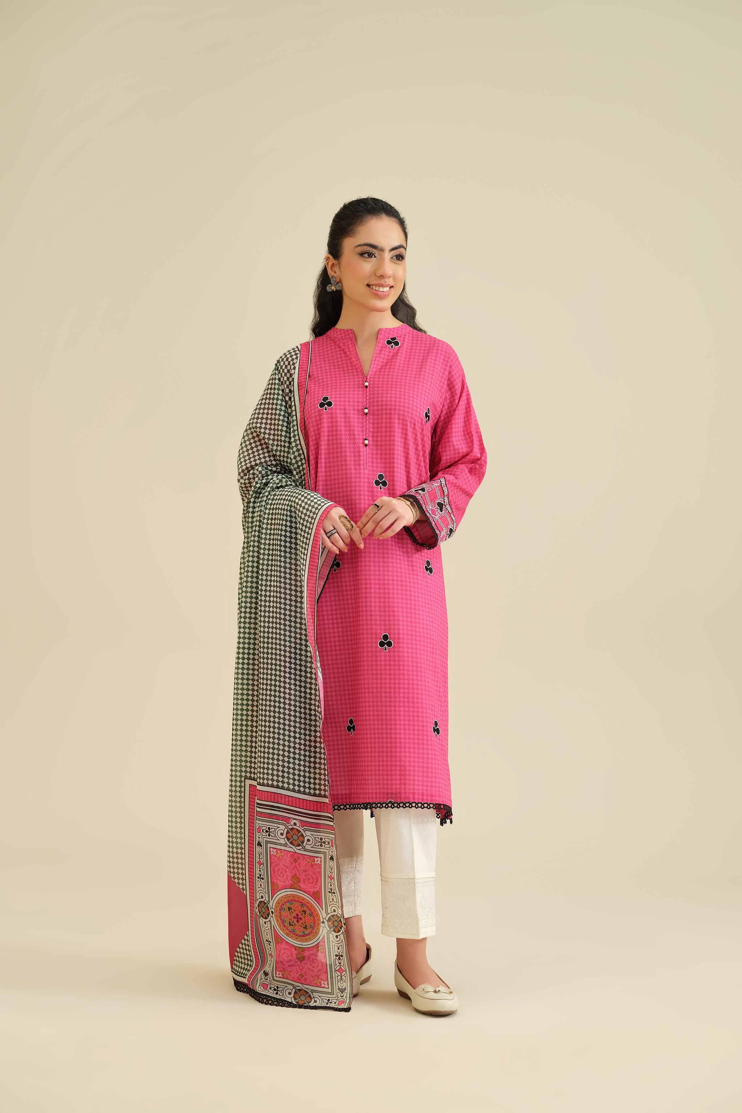 2 Piece - Printed Embroidered Suit - PW25-56
