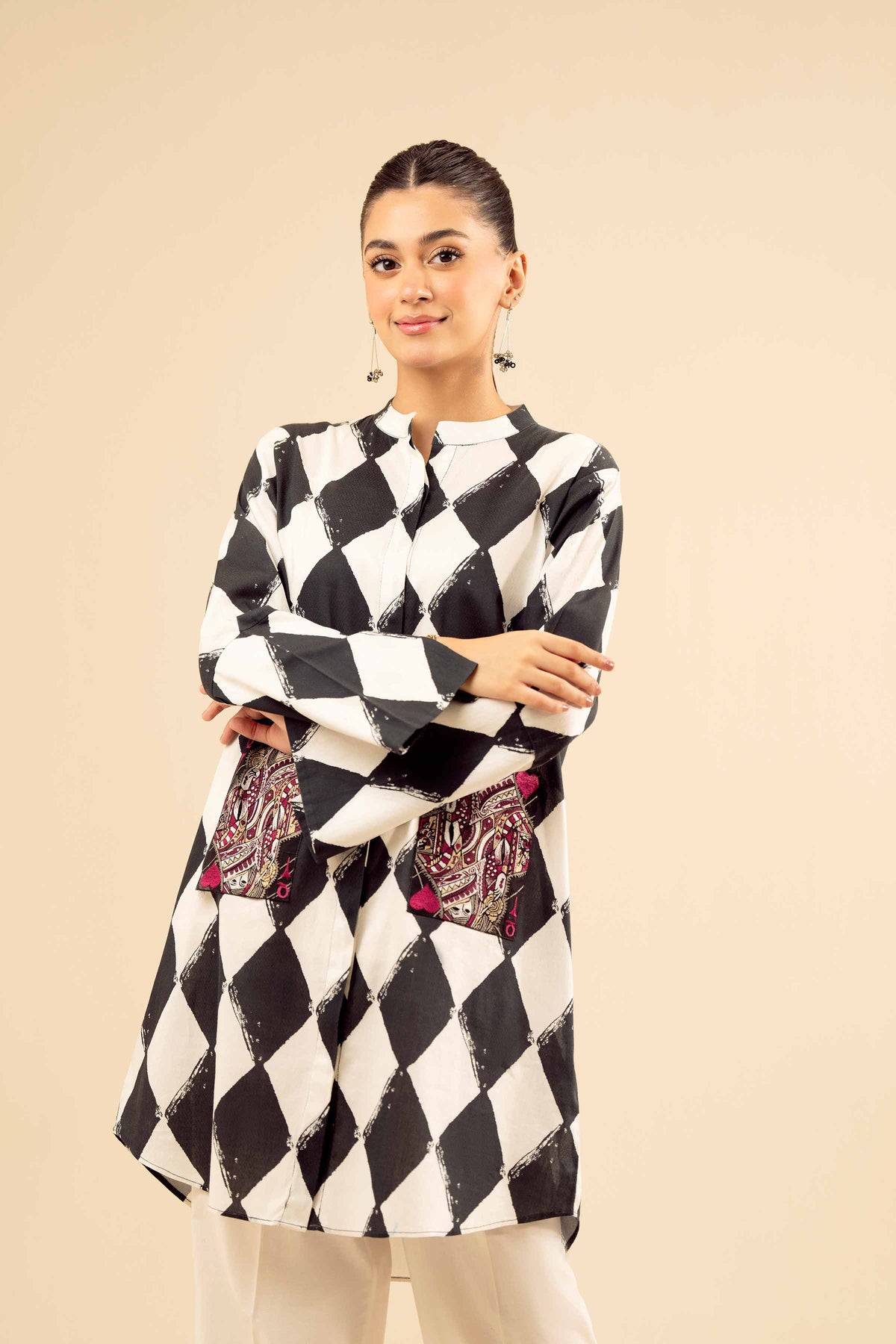 Printed Embroidered Shirt - PW25-562