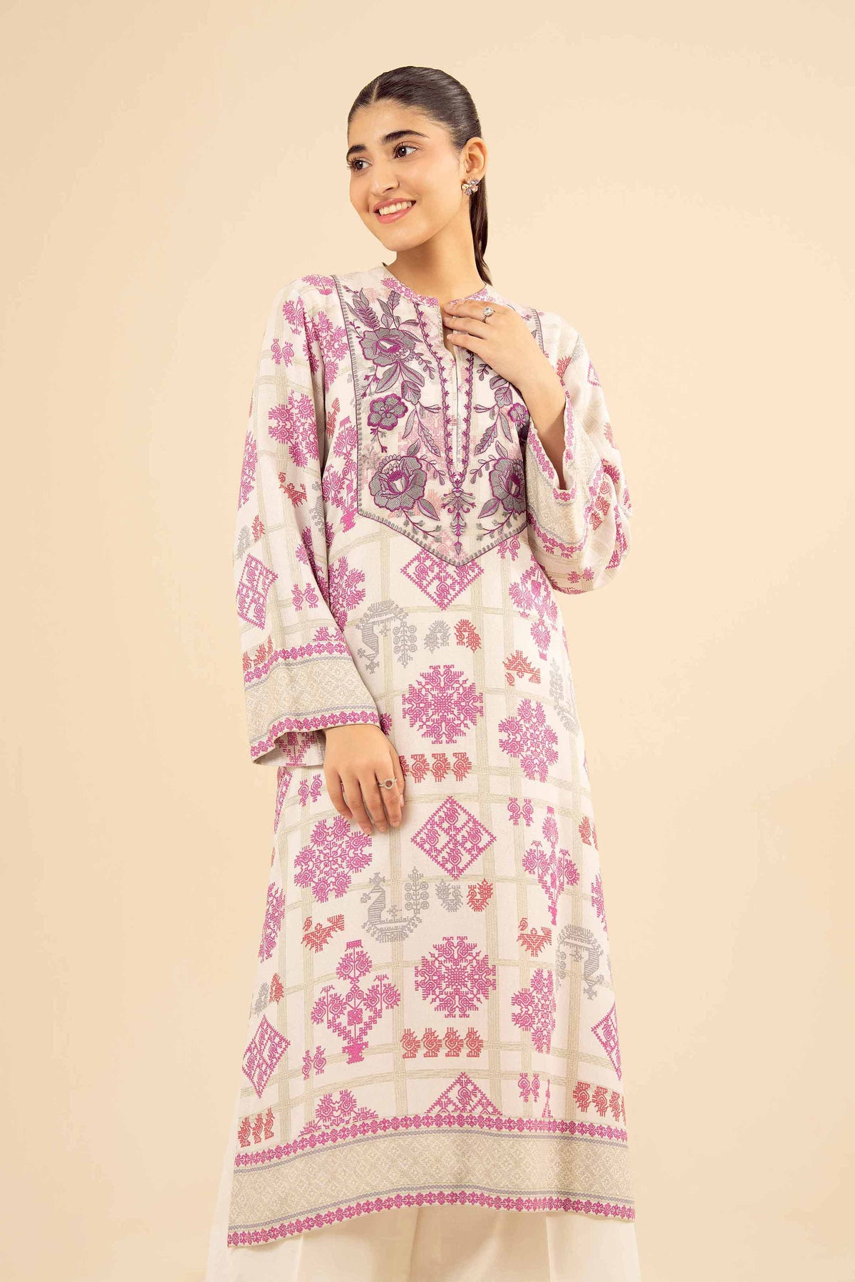 Printed Embroidered Shirt - PW25-57