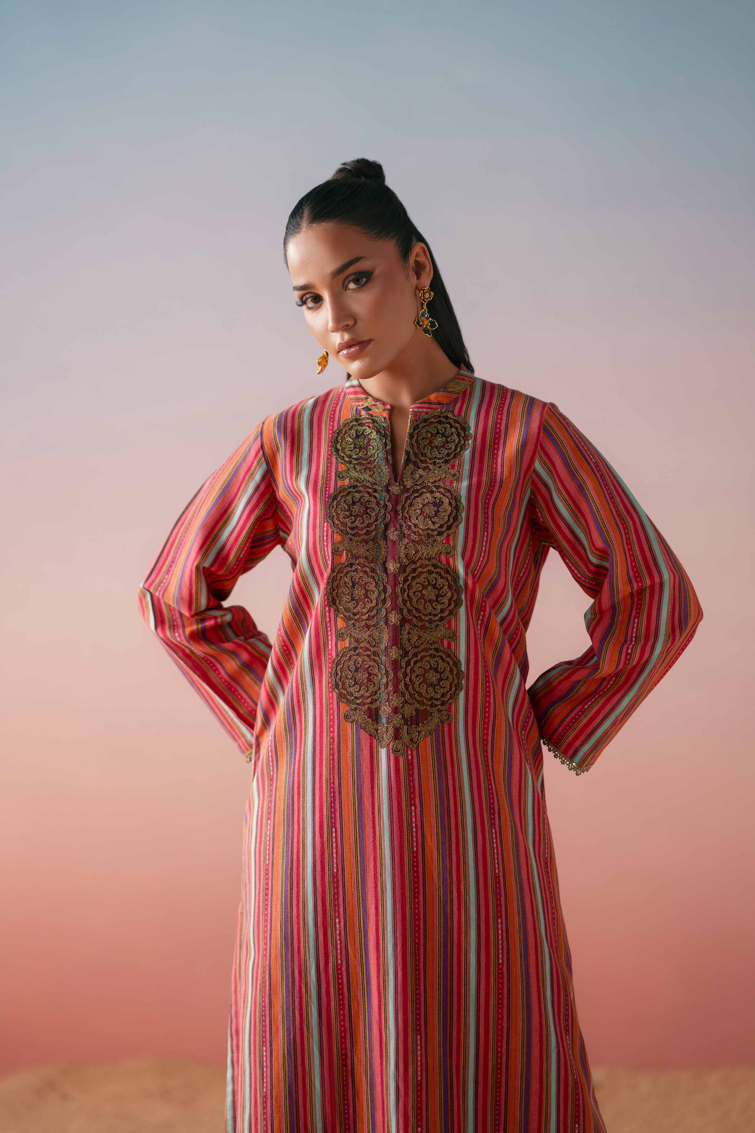 Printed Embroidered Shirt - PW25-570