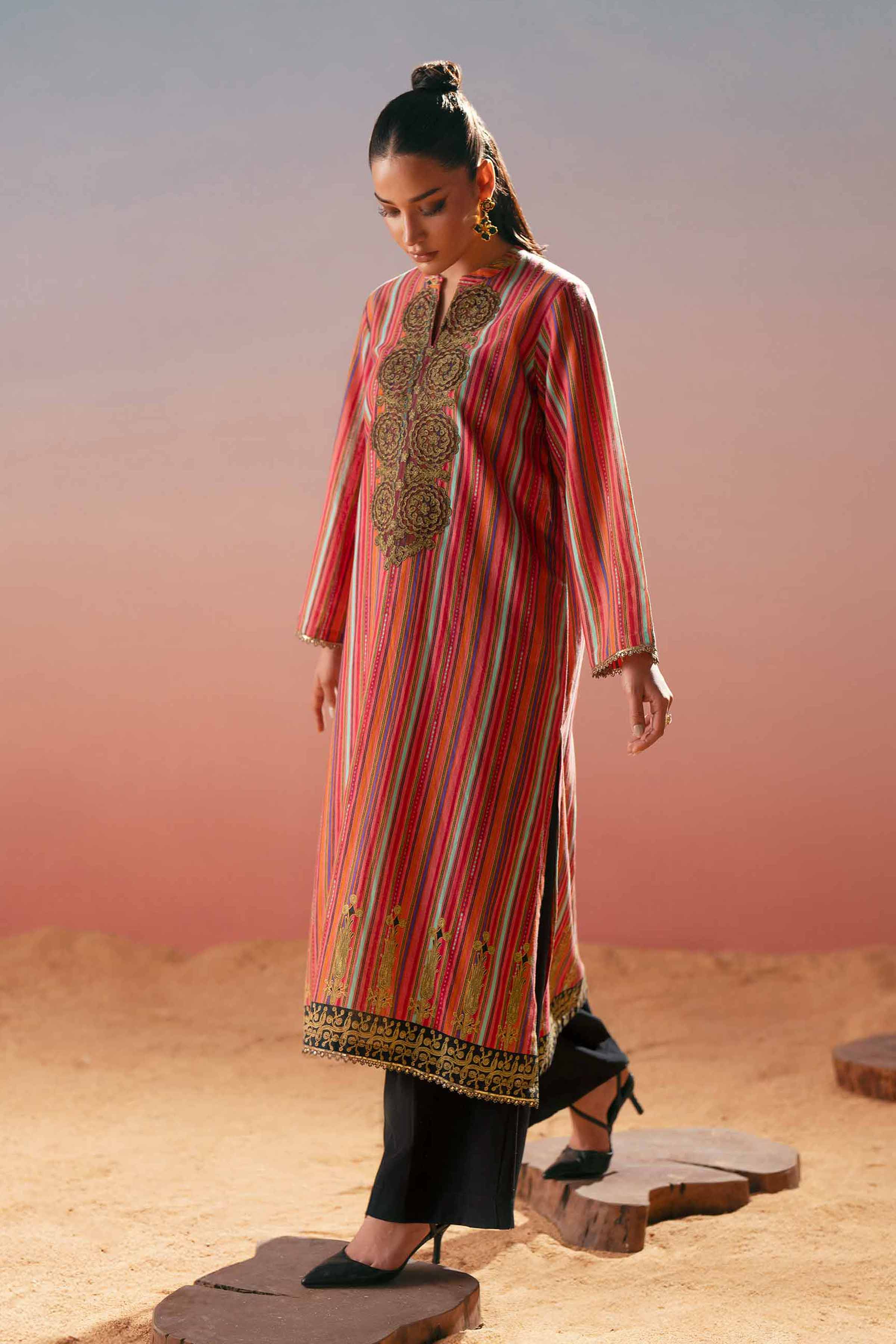 Printed Embroidered Shirt - PW25-570