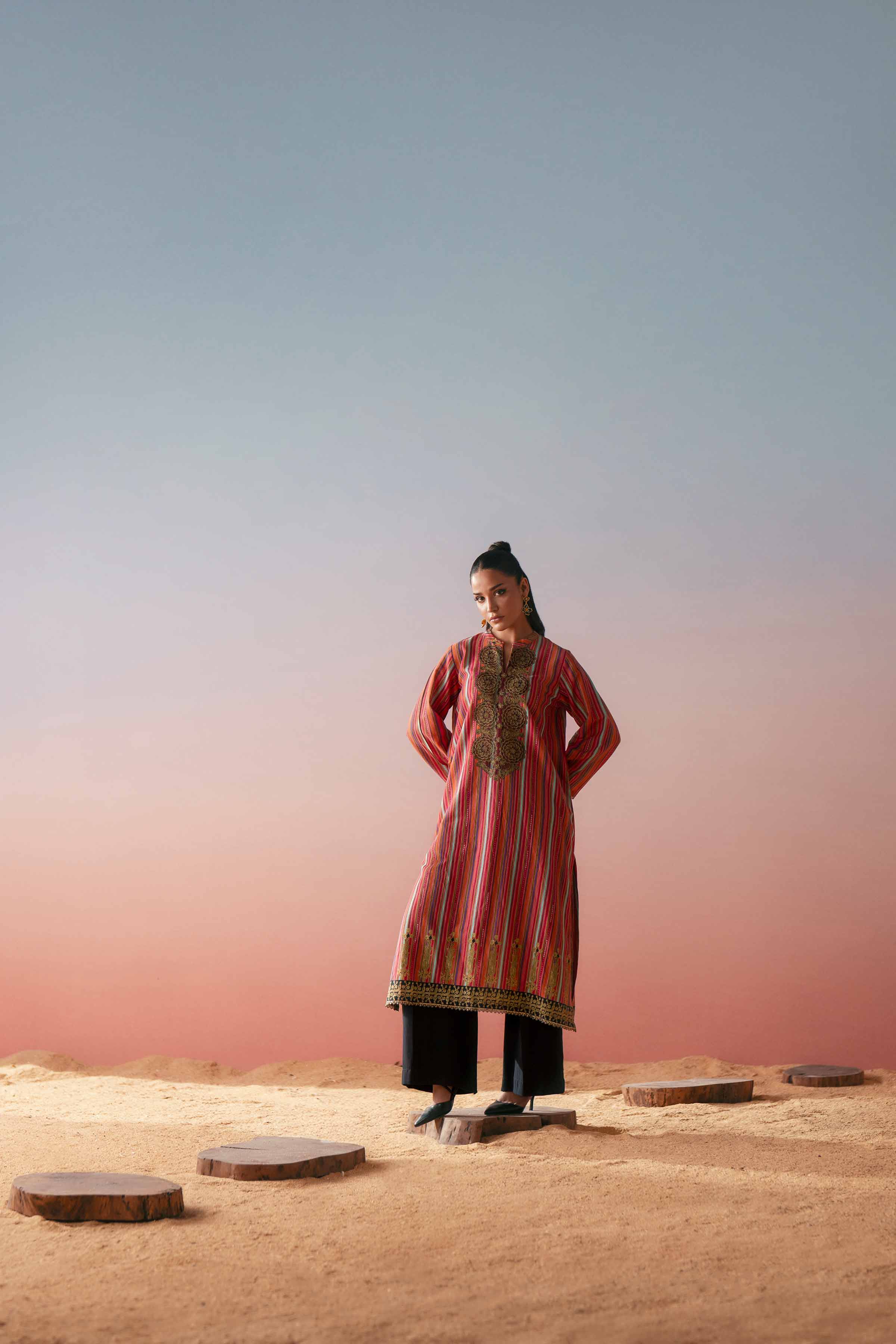 Printed Embroidered Shirt - PW25-570