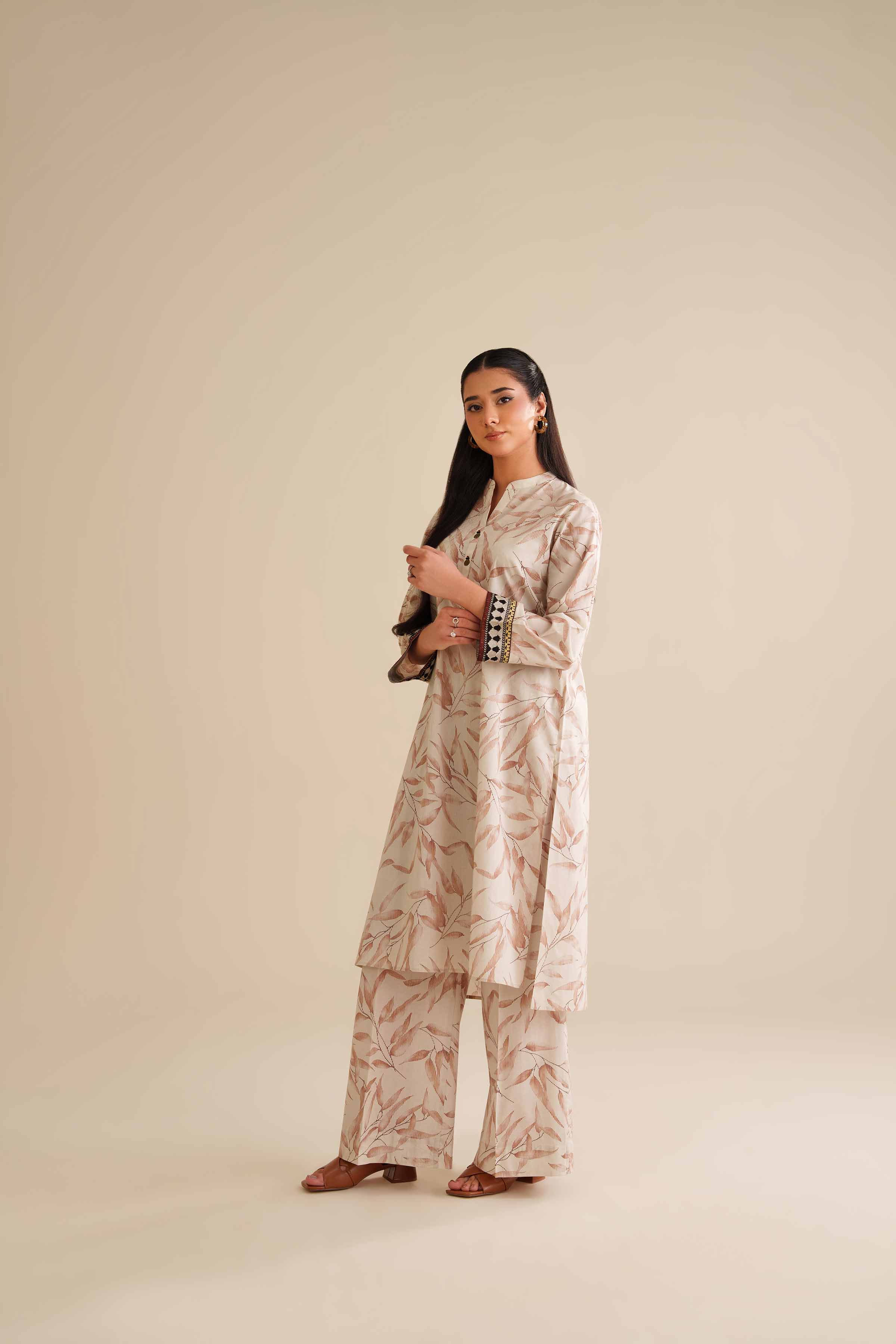 2 Piece - Printed Embroidered Suit - PW25-58