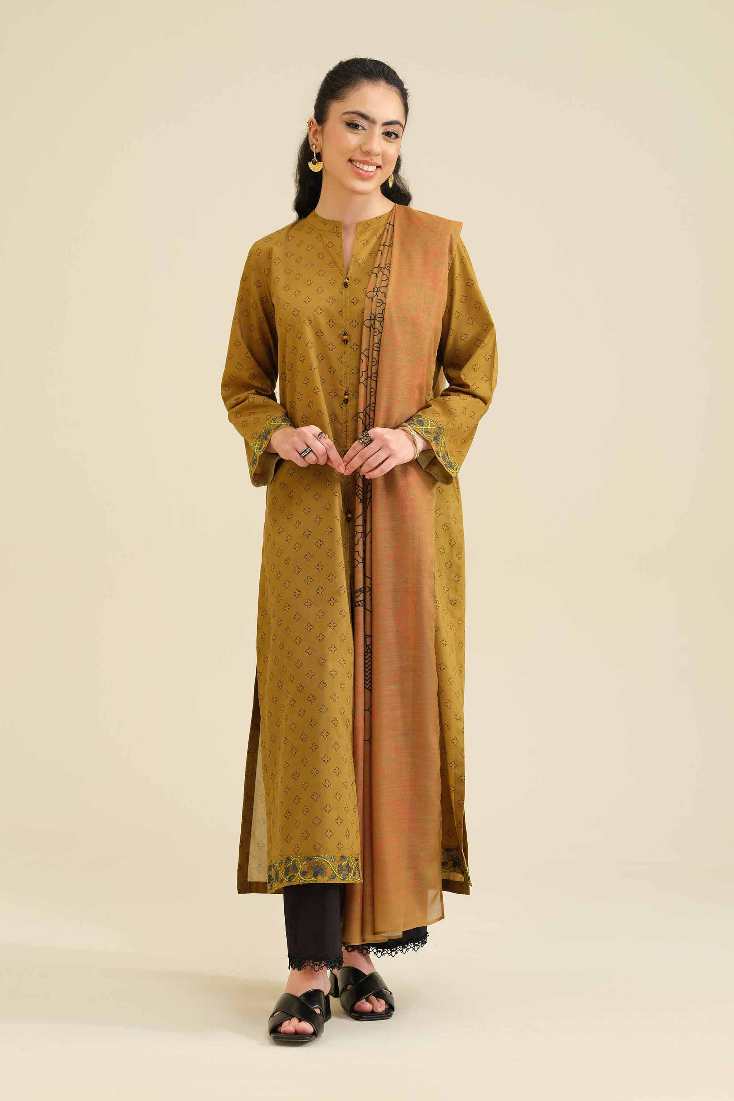 2 Piece - Printed Embroidered Suit - PW25-72
