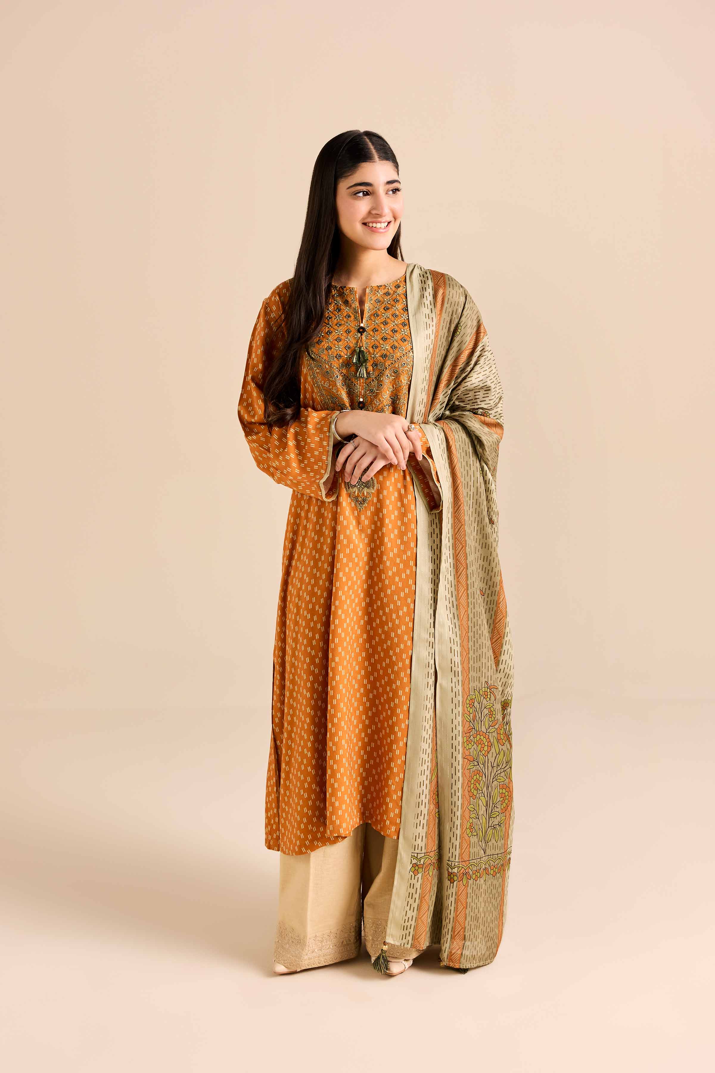 2 Piece - Printed Embroidered Suit - PW25-78